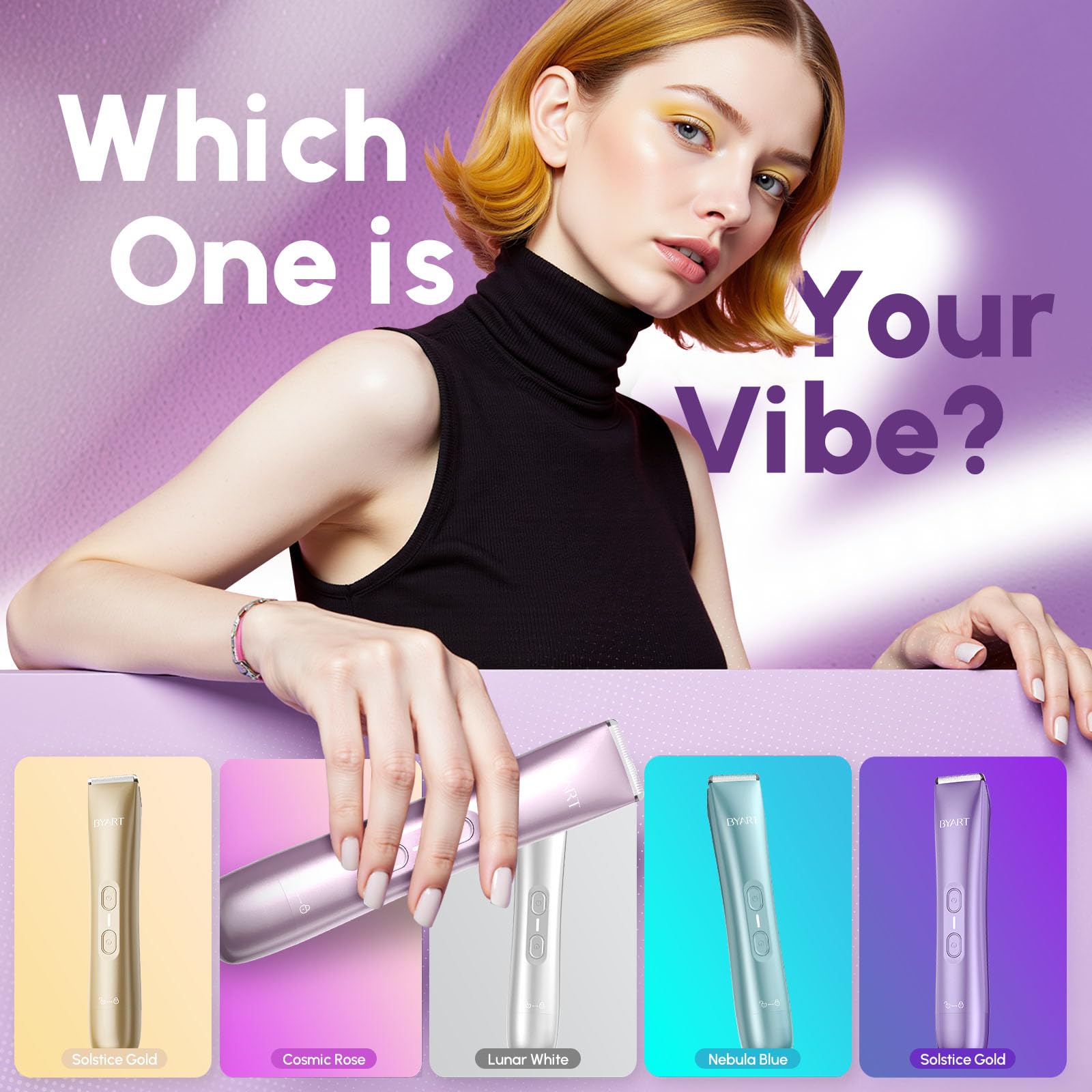 BYART bikini trimmer cordless design for flexible grooming anywhere.