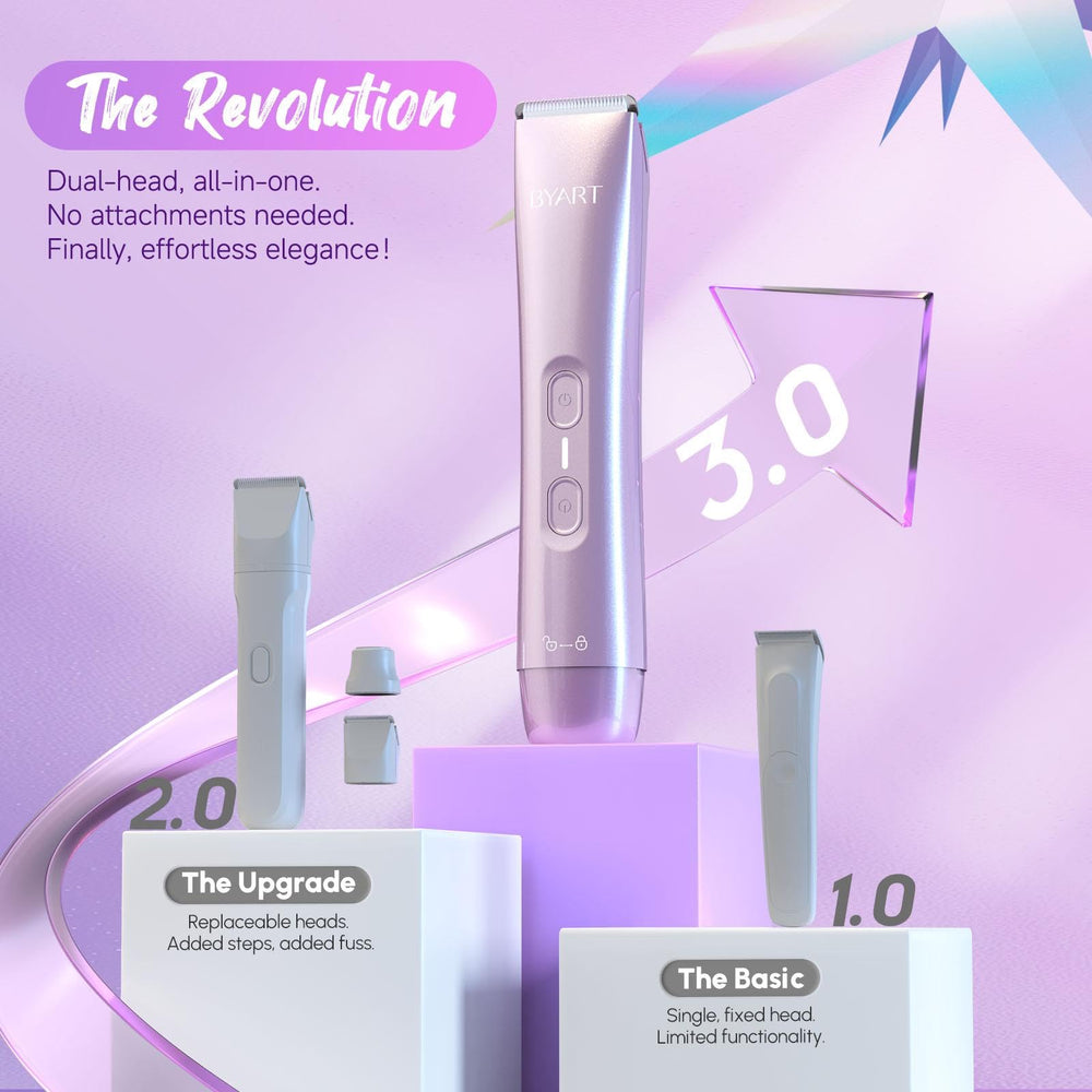 BYART bikini trimmer two-heads system for body and face.