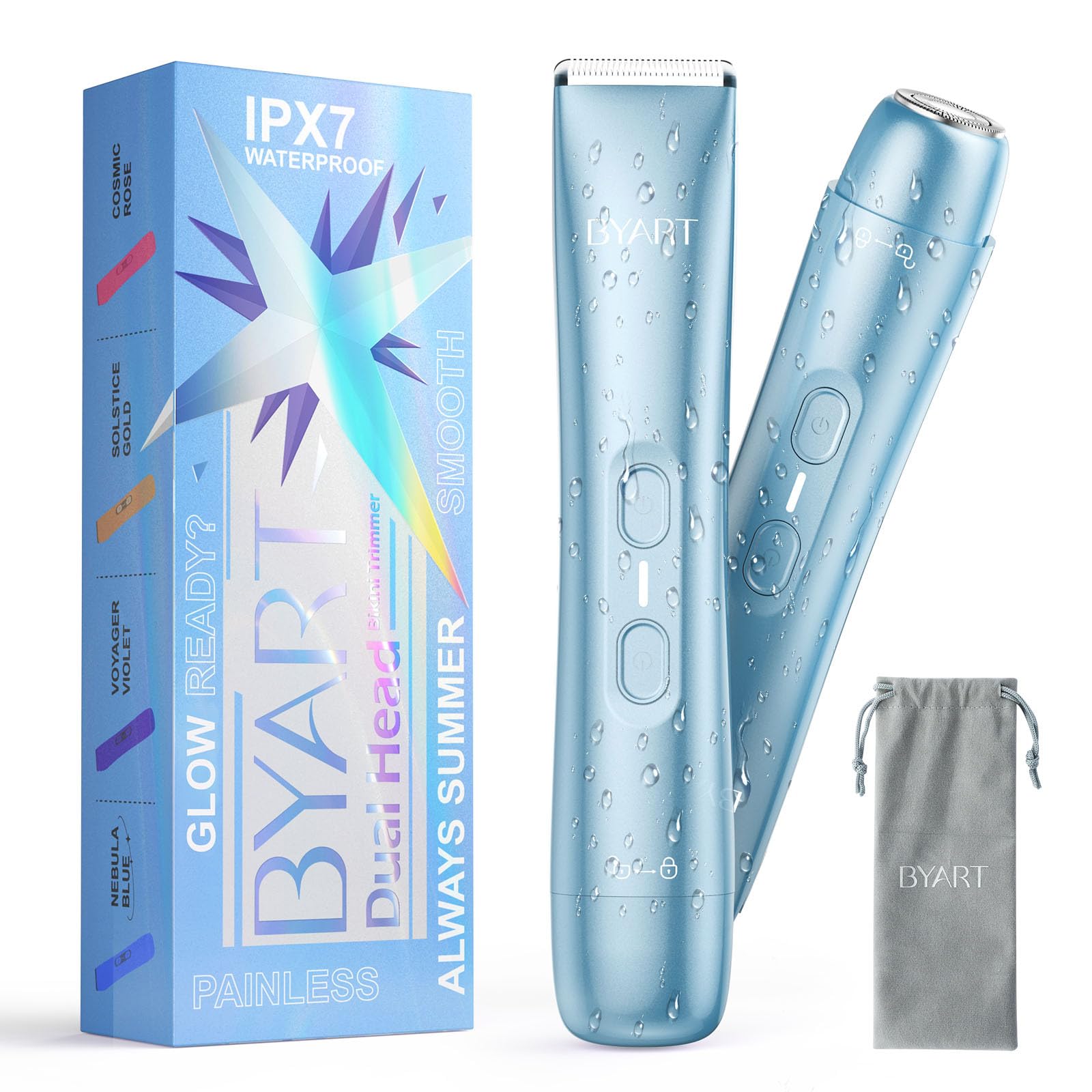 BYART dual-head bikini trimmer for precise grooming on the go