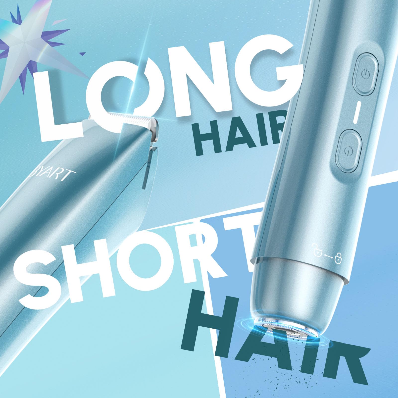 BYART portable travel shaver in blue for on-the-go touch-ups