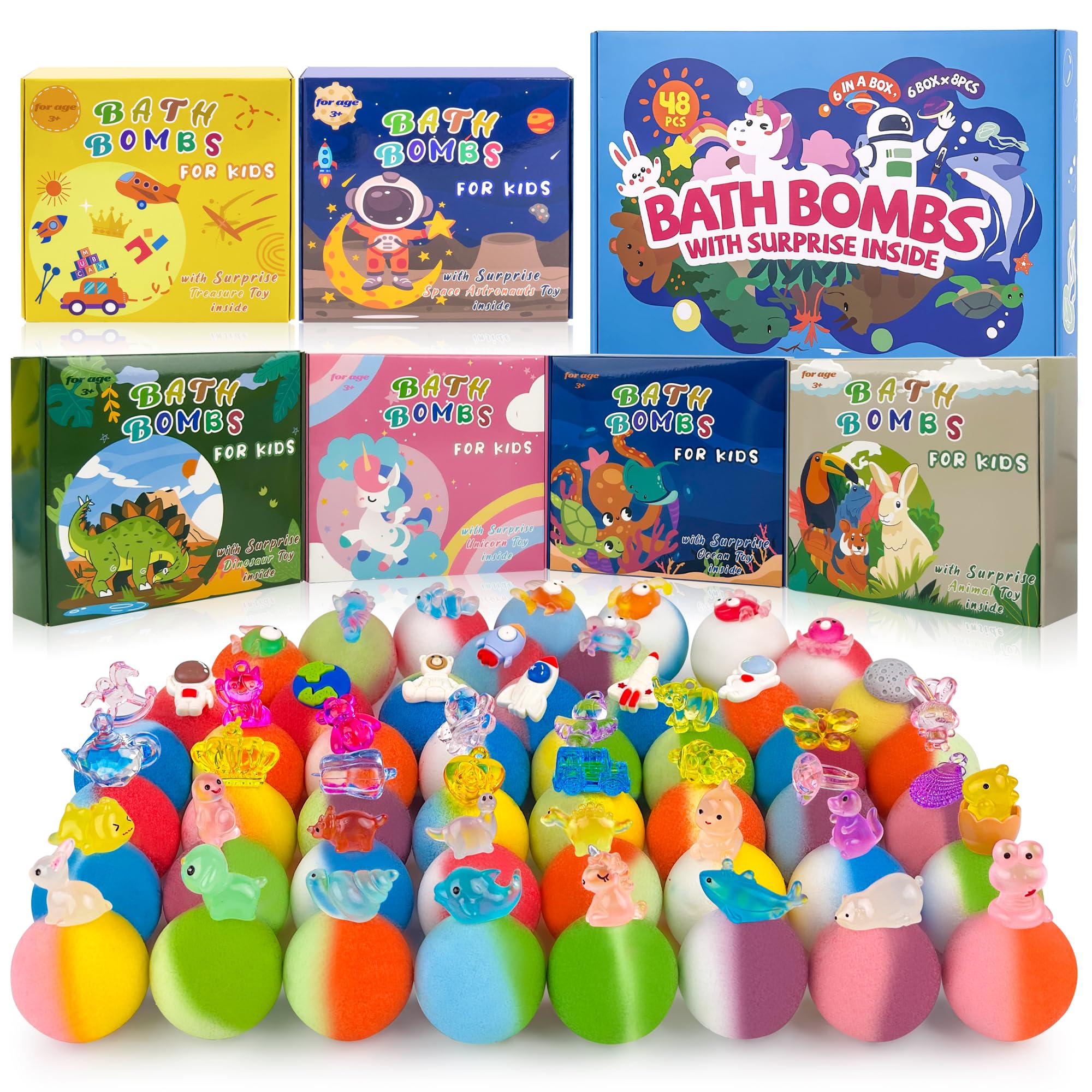 BYGGVIR 48pcs bath bombs with surprise toy inside for playful bath time