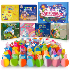 BYGGVIR 48pcs bath bombs with surprise toy inside for playful bath time