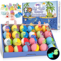 BYGGVIR Kids Bath Bombs with glow-in-the-dark toy inside for magical baths.