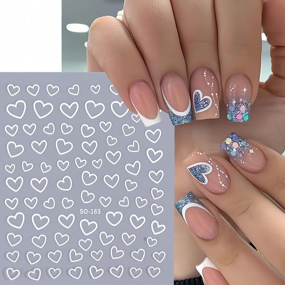 BYJKYEN gold and silver heart decals for luxe nail styling and shine.