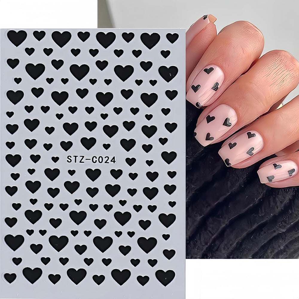 BYJKYEN heart decals suited for French manicure and creative nail designs.