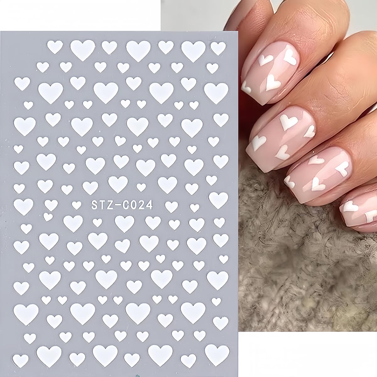 BYJKYEN 6-sheet set fuels Valentine’s Day nail decor ideas.