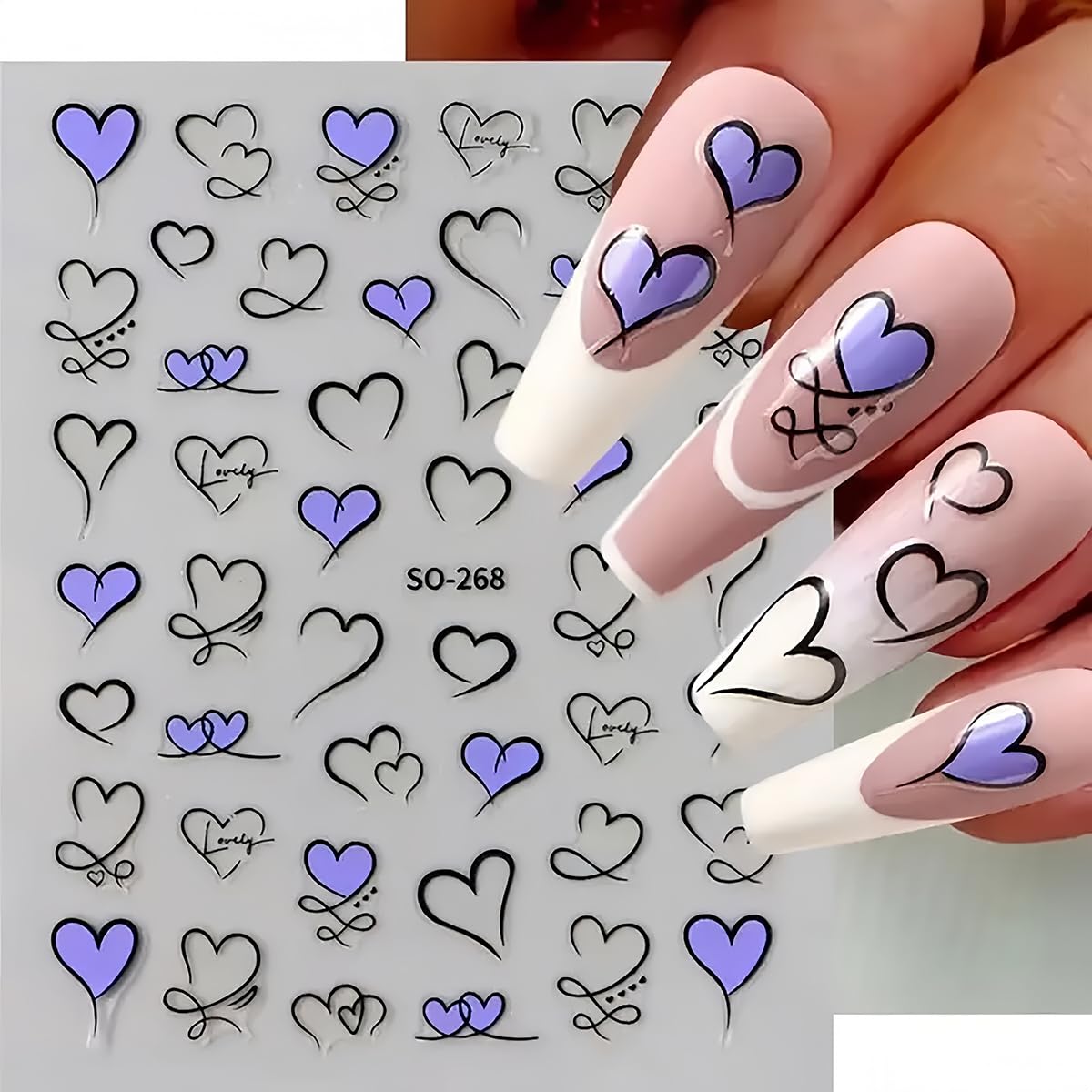 BYJKYEN self-adhesive Valentine decals for quick, glossy manicures.