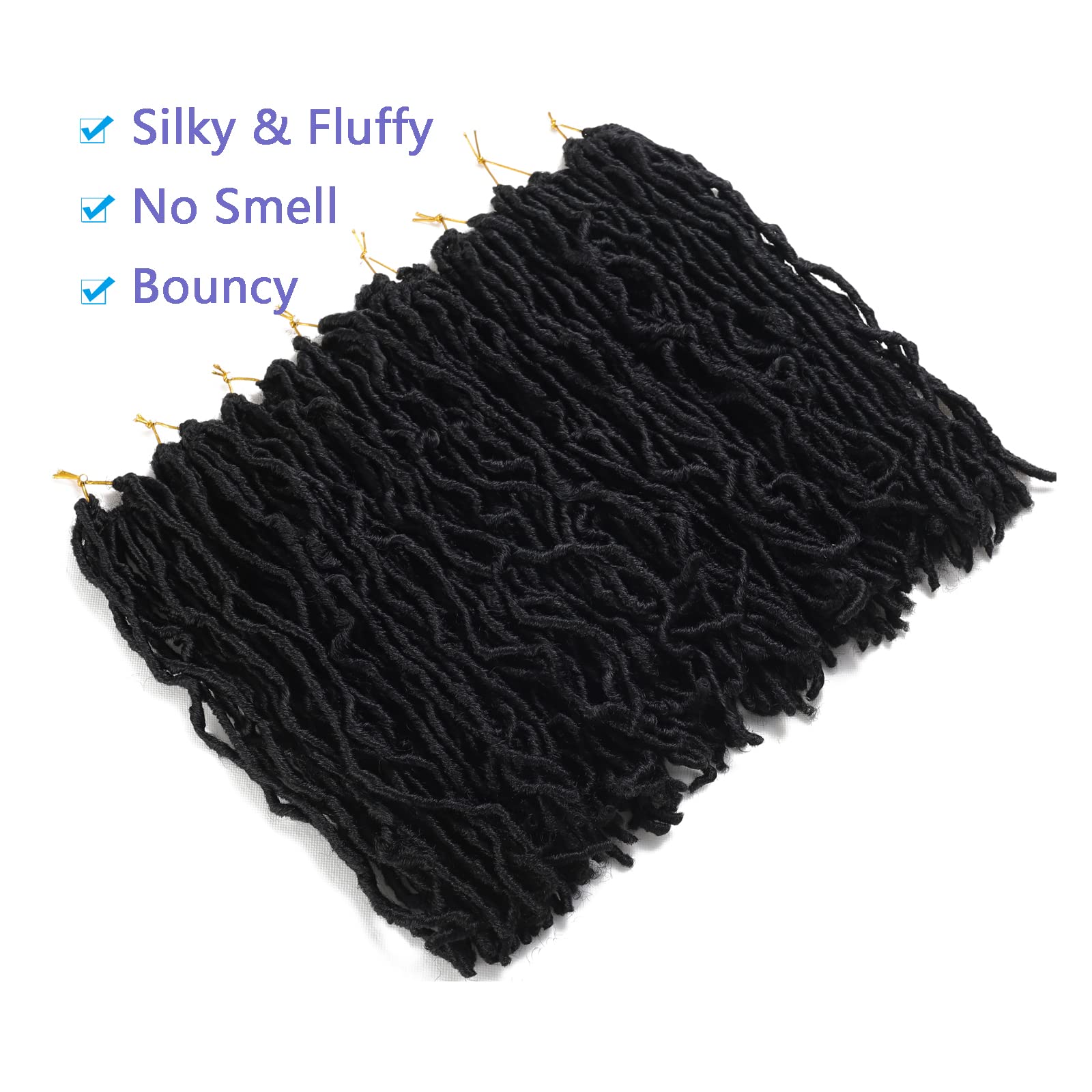 Bylatt short faux locs 12 inch packaging image reveals included hook and rings.