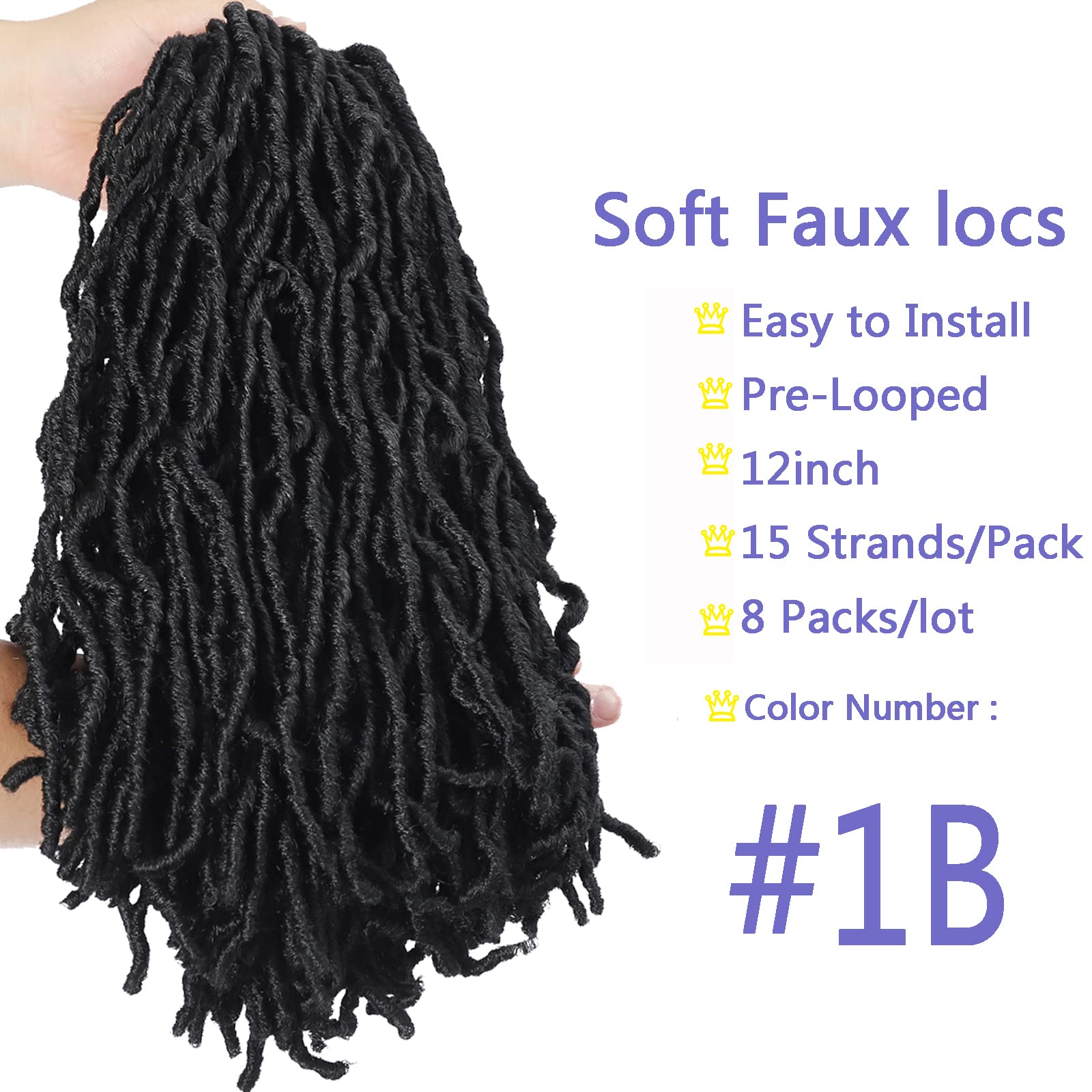 Bylatt short faux locs 12 inch waves detail illustrating relaxed, fashionable dreadlocks.