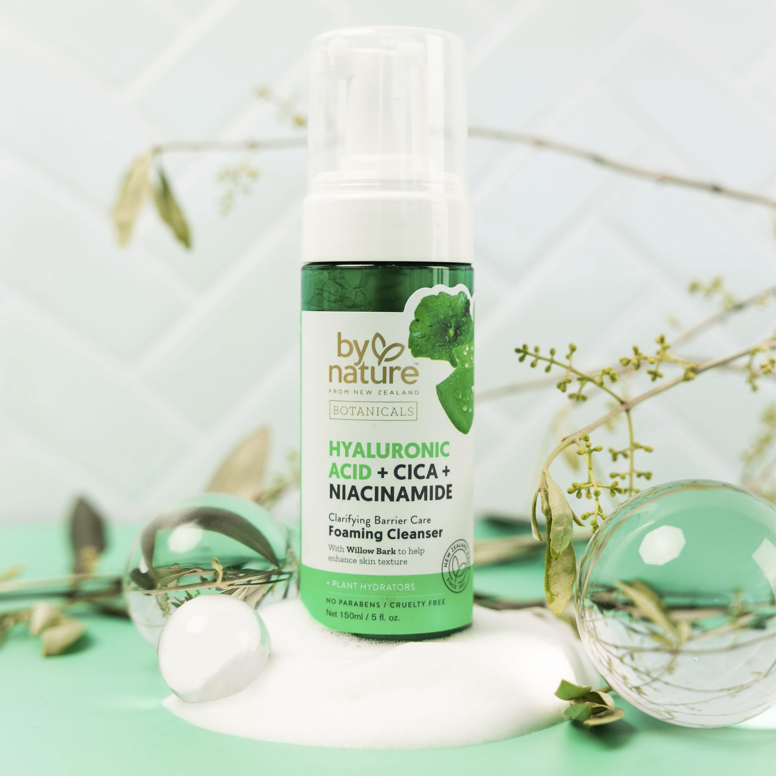 By Nature Foaming Cleanser hyaluronic acid infusion helps hydrate skin during cleansing