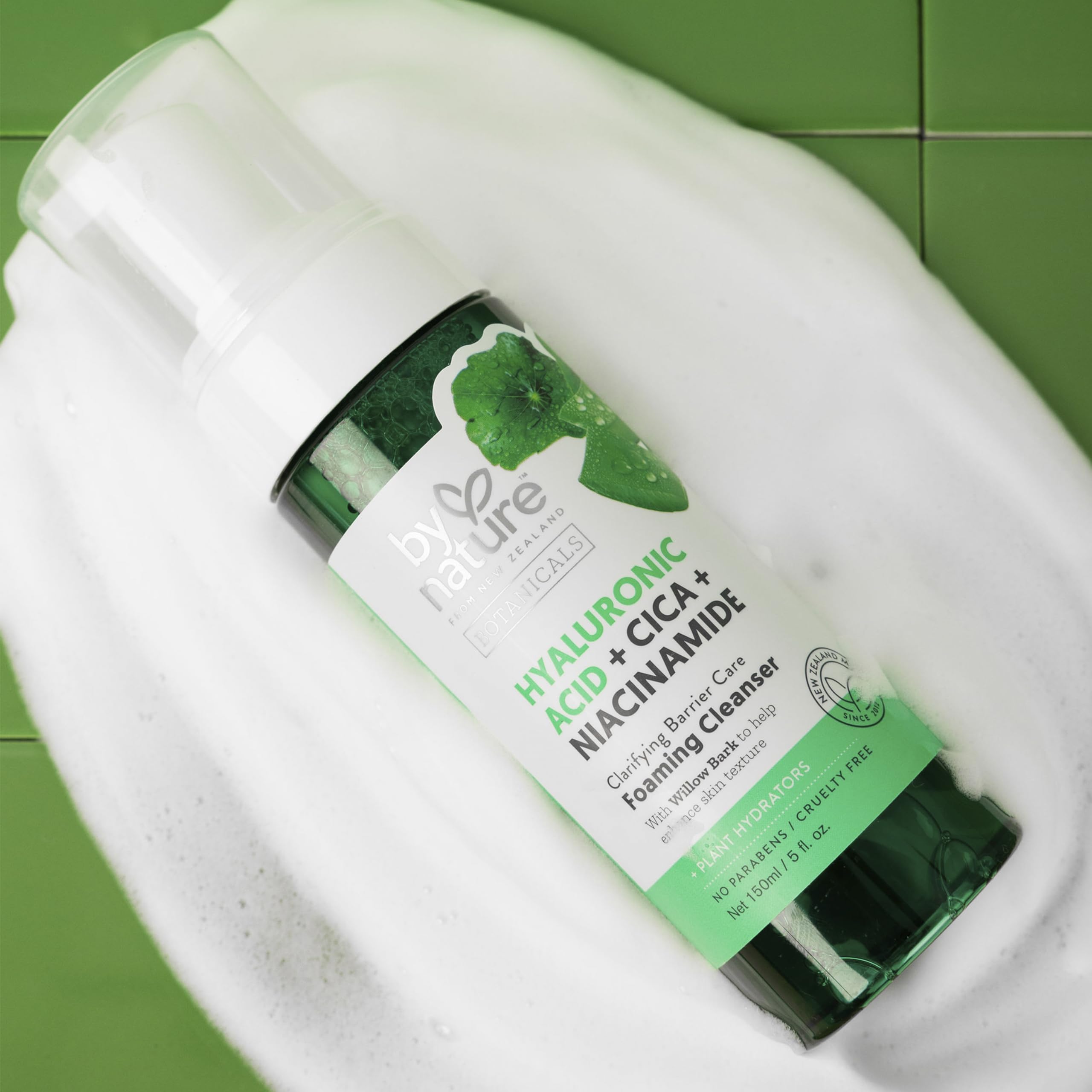 By Nature Foaming Cleanser New Zealand ingredients highlighted in packaging