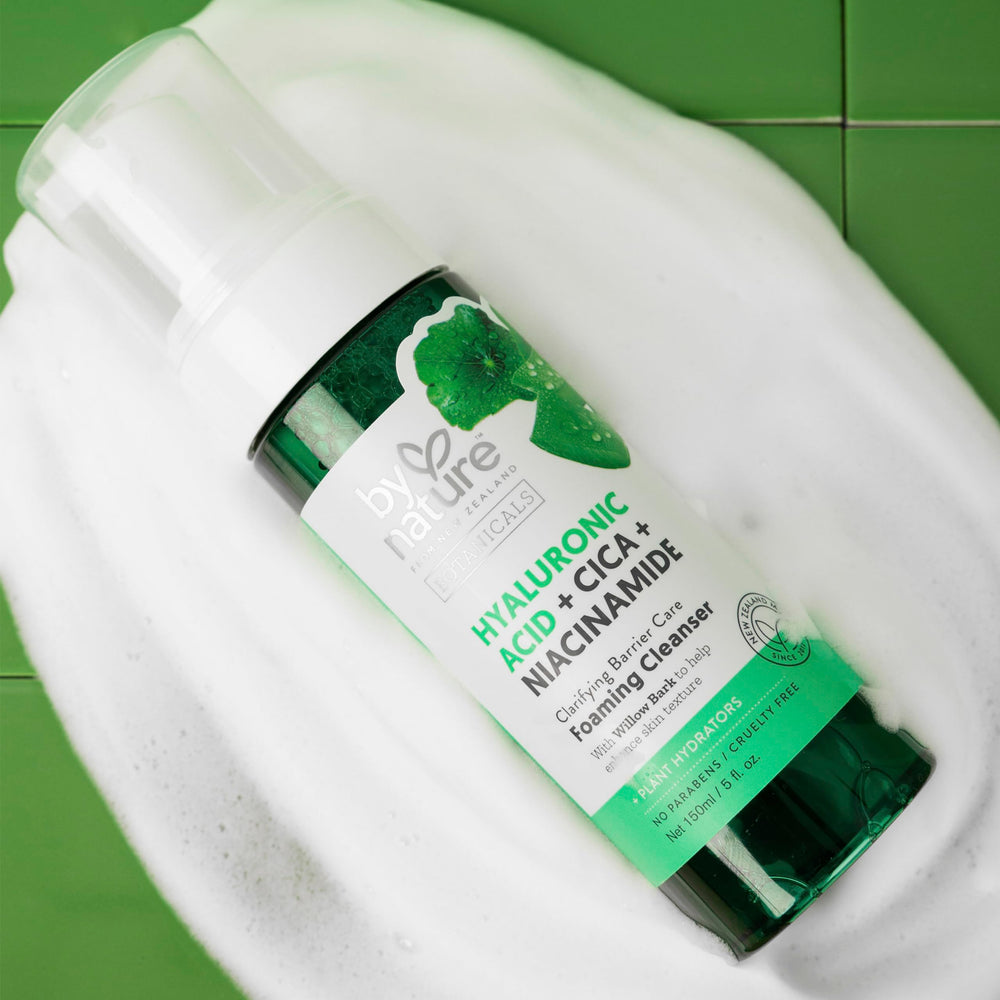By Nature Foaming Cleanser New Zealand ingredients highlighted in packaging