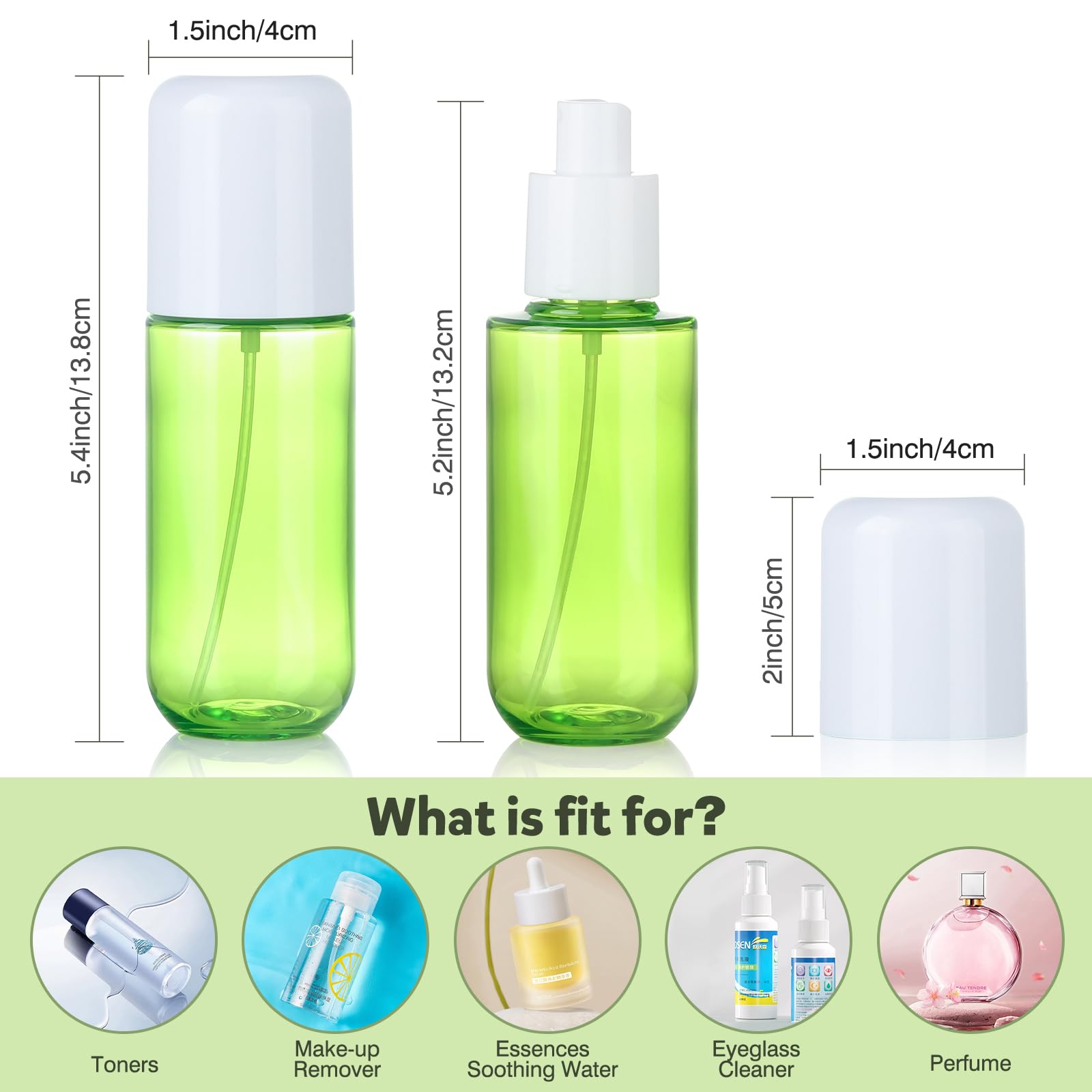 Bynccea fine mist spray bottle shows even atomization for cosmetics and cleaning.