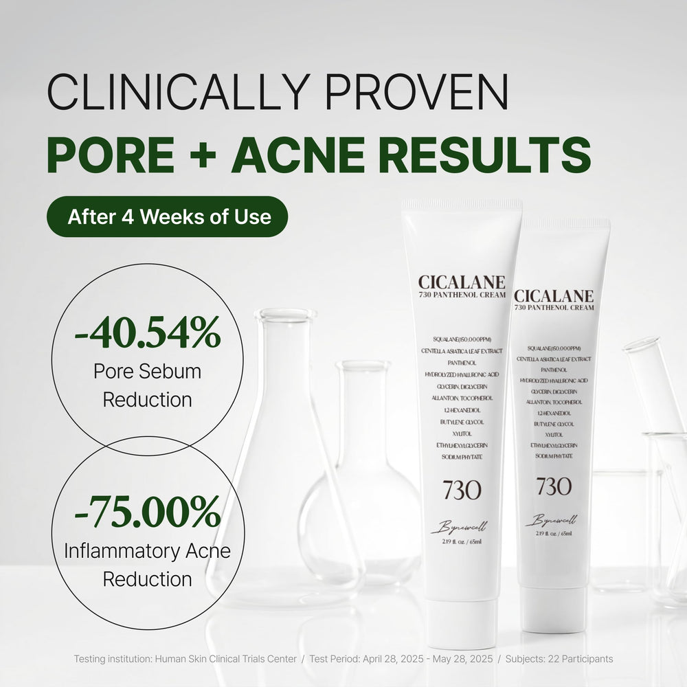 BYNEWCELL non-comedogenic claim shown for acne prone skin