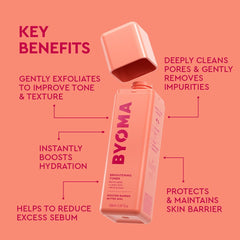BYOMA Brightening Toner, exfoliación suave para mejor textura.