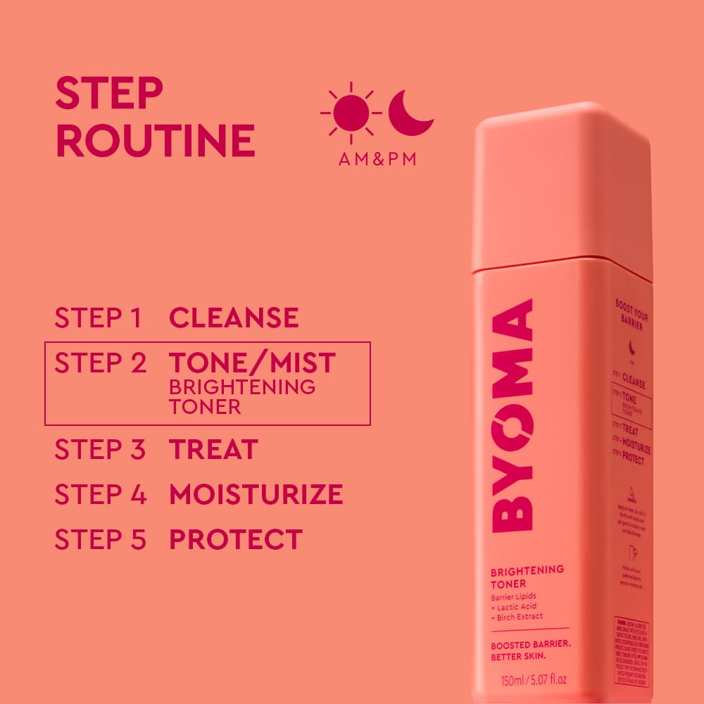 BYOMA Brightening Toner, base oleosa limpia sin resecar.