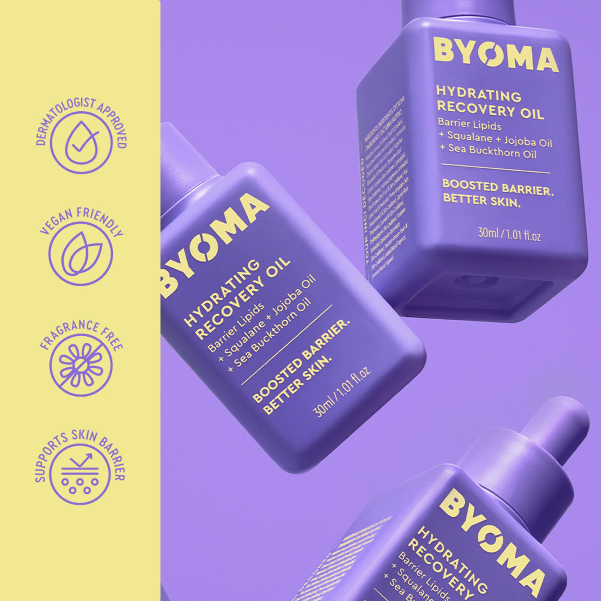 BYOMA Hydrating Recovery Oil: esqualano ayuda a retener la humedad.
