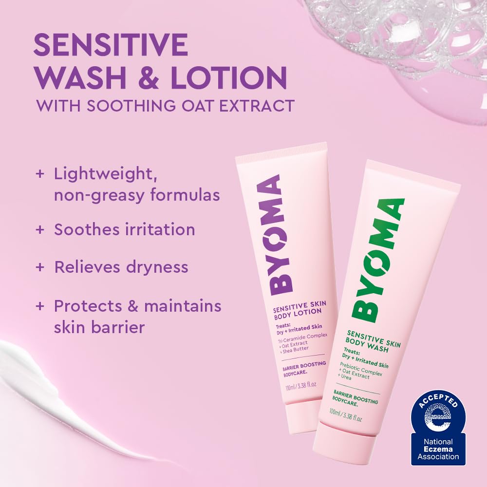 BYOMA lavado de cuerpo sensible, suave y calmante para pieles sensibles.