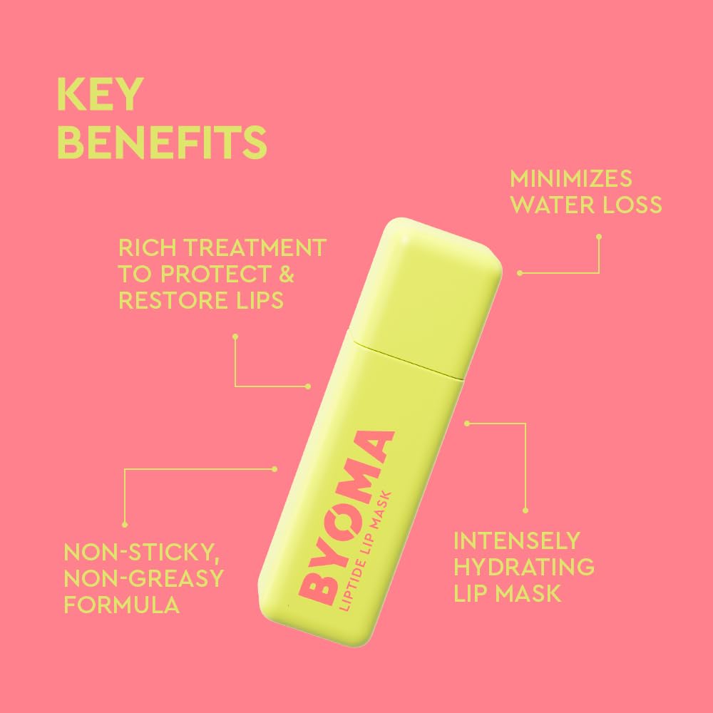 BYOMA Liptide con PHA exfolia suavemente para renovar labios.