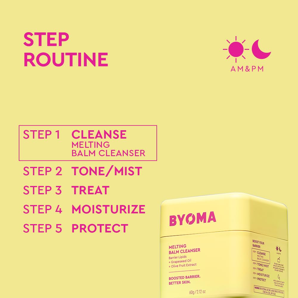 BYOMA Melting Balm Cleanser contiene aceite de semilla de uva para hidratación ligera.
