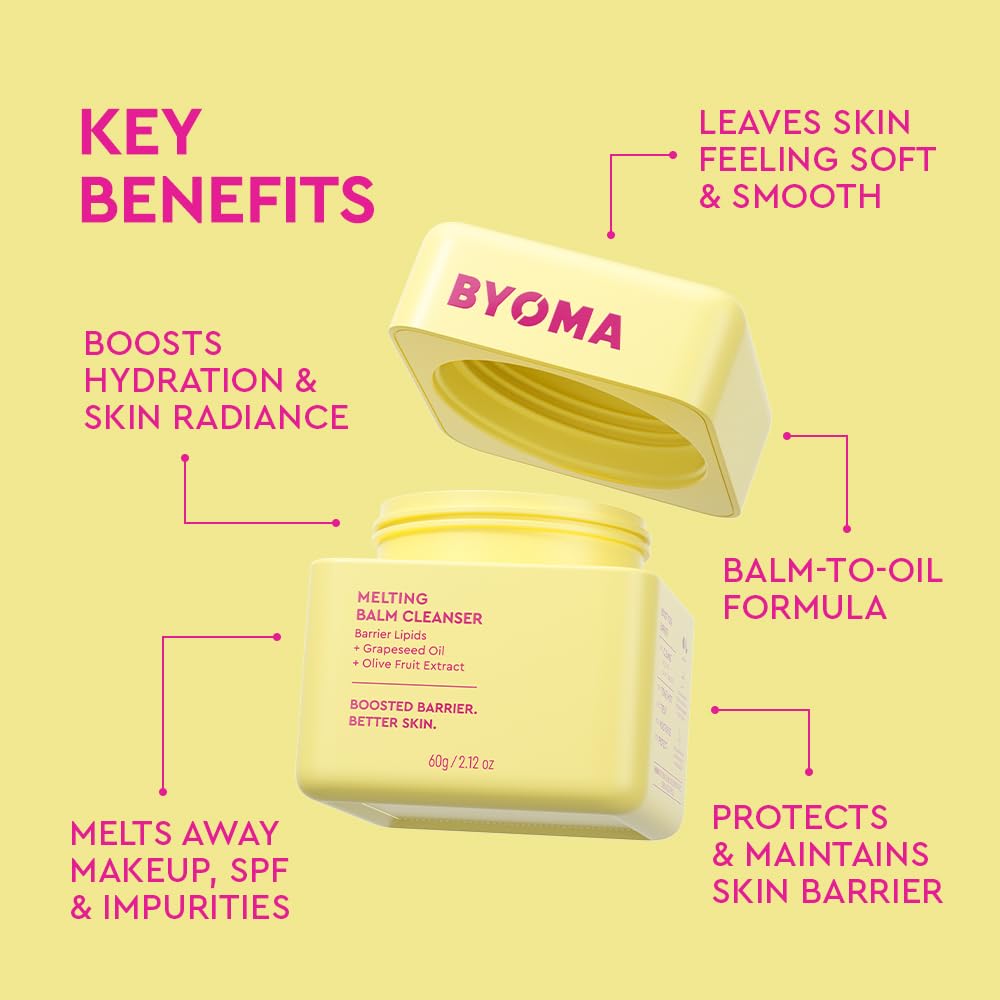 BYOMA Melting Balm Cleanser refuerza la barrera cutánea para piel más resistente.