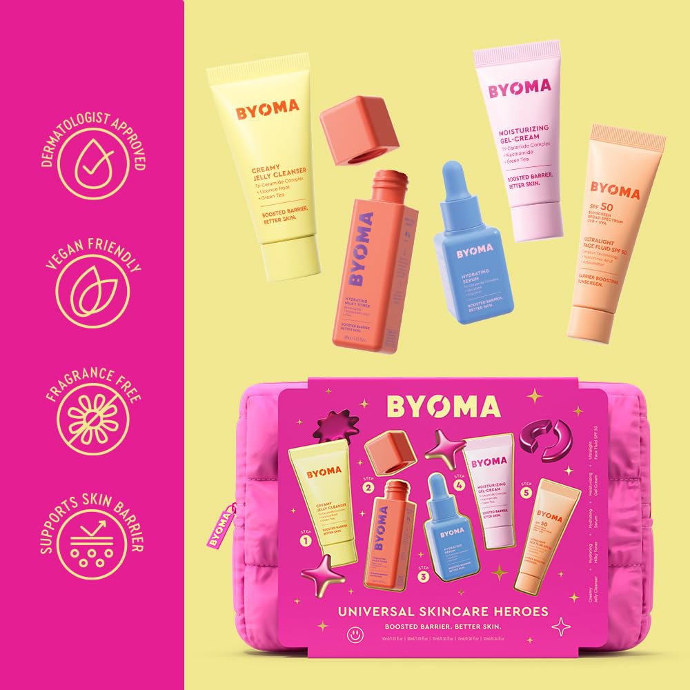 BYOMA skin barrier illustration; demonstrates moisture and lipid balance for resilient skin.