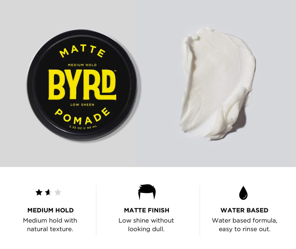 BYRD Pomada Mate apta para todo tipo de cabello y fijación media.