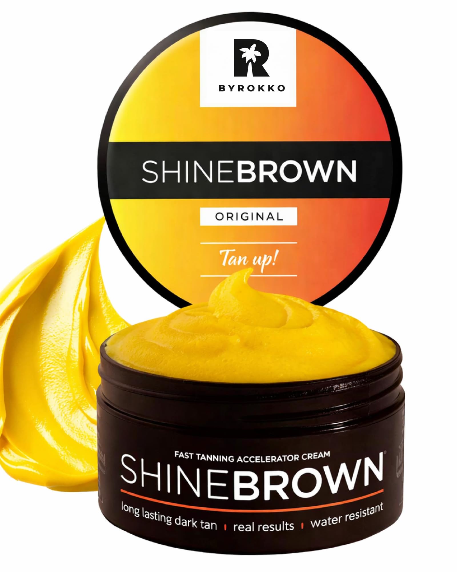 BYROKKO Shine Brown bottle pour shows fast tanning acceleration for indoor or outdoor sessions