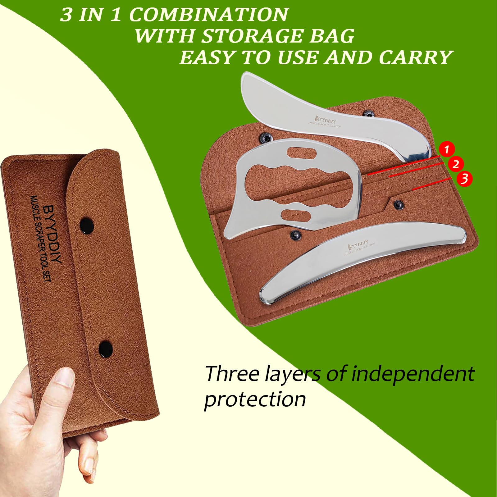 BYYDDIY stainless steel gua sha tool for precise, smooth gliding massage