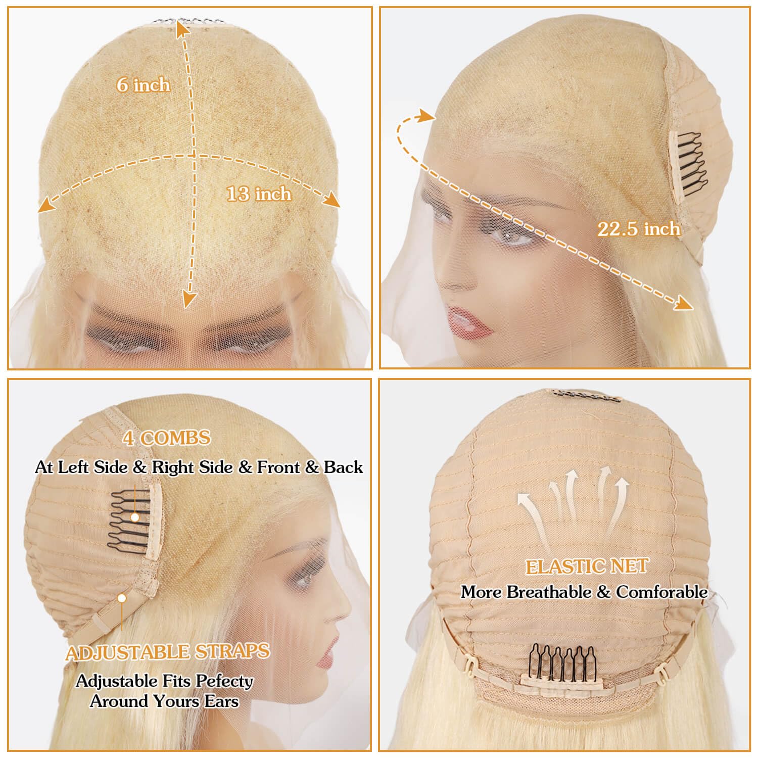 BZN 613 13x6 straight blonde wig with 200 density.