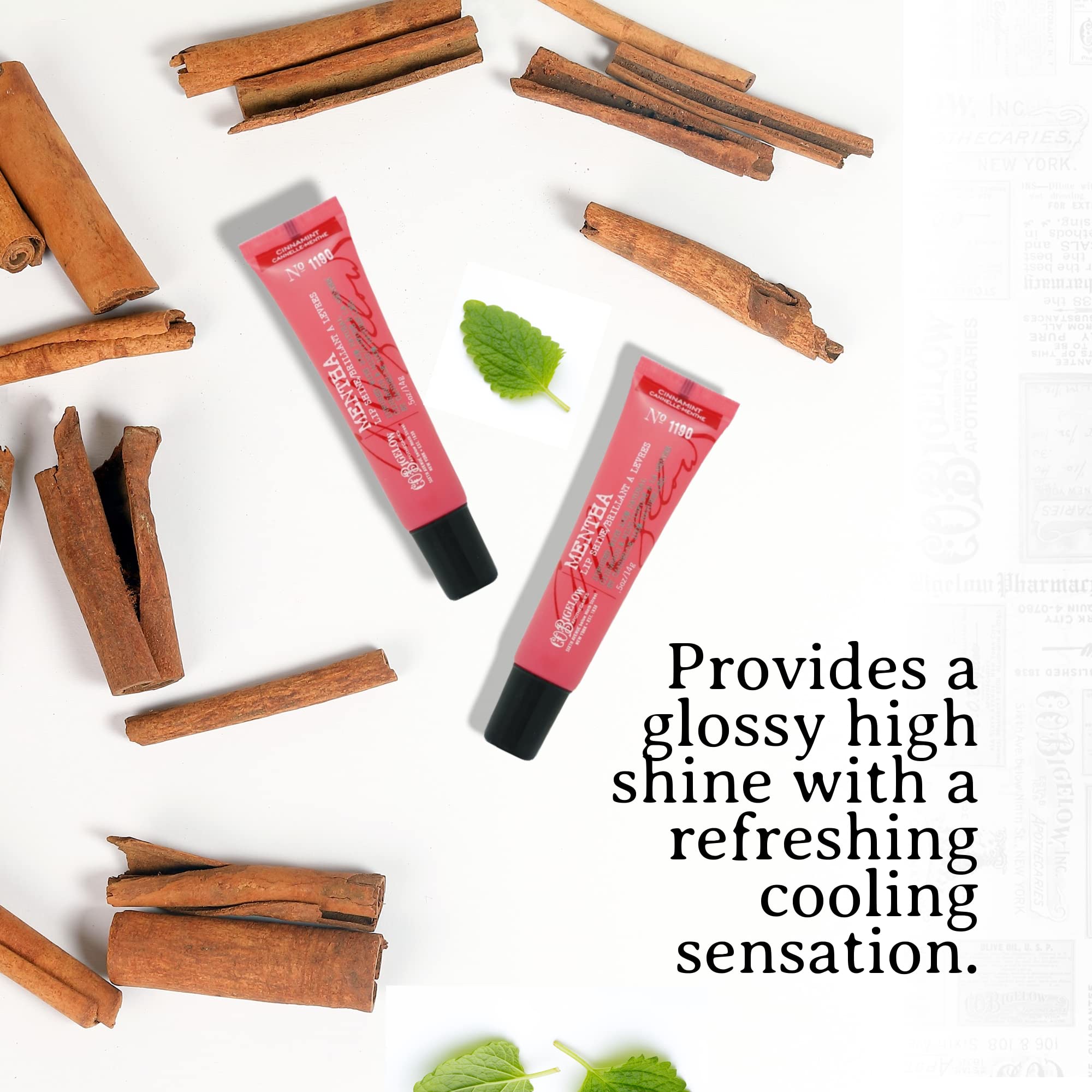 C.O. Bigelow cinnamint lip shine in purse-packaging for travel