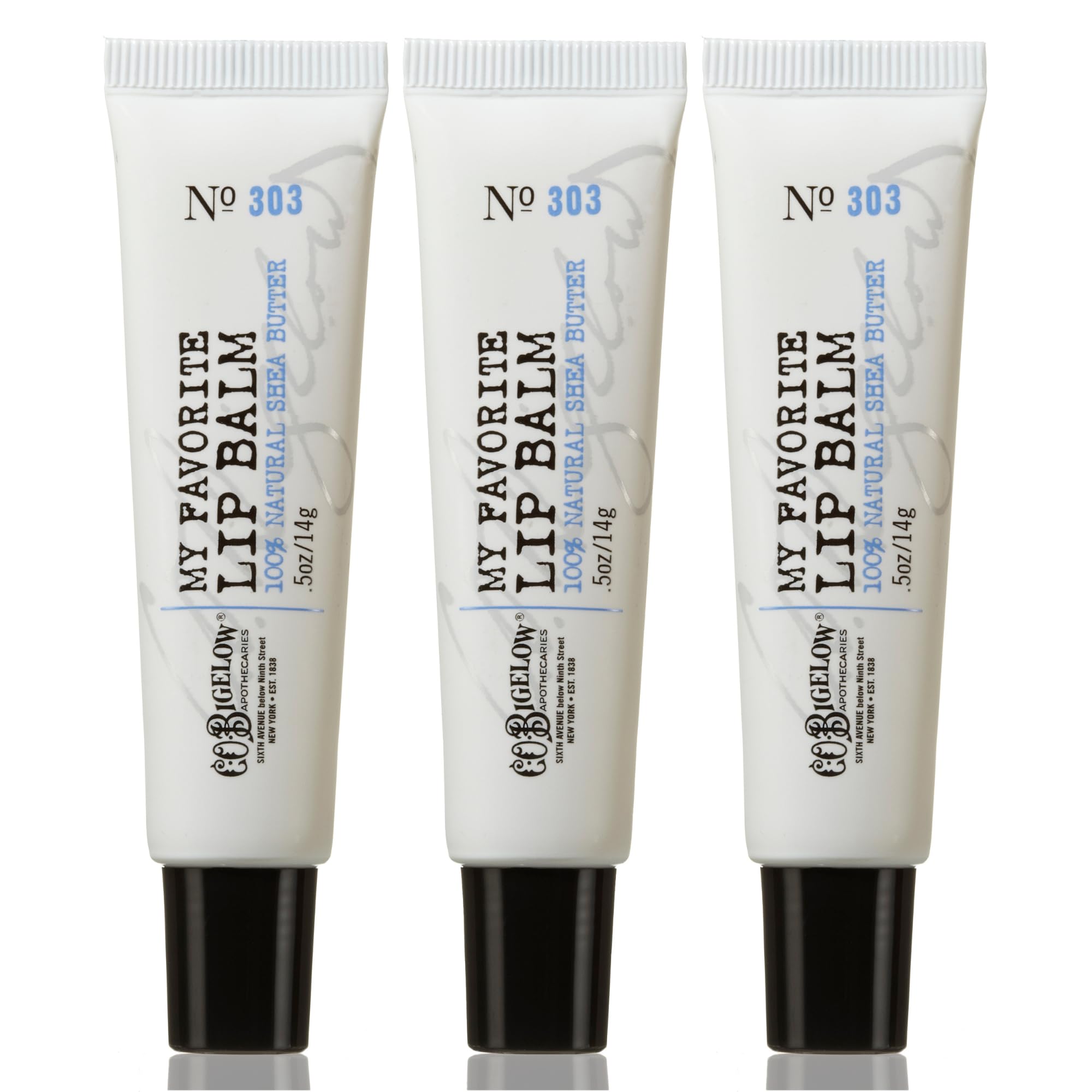 C.O. Bigelow lip balm tubes pack of three for home, bag, and desk hydration