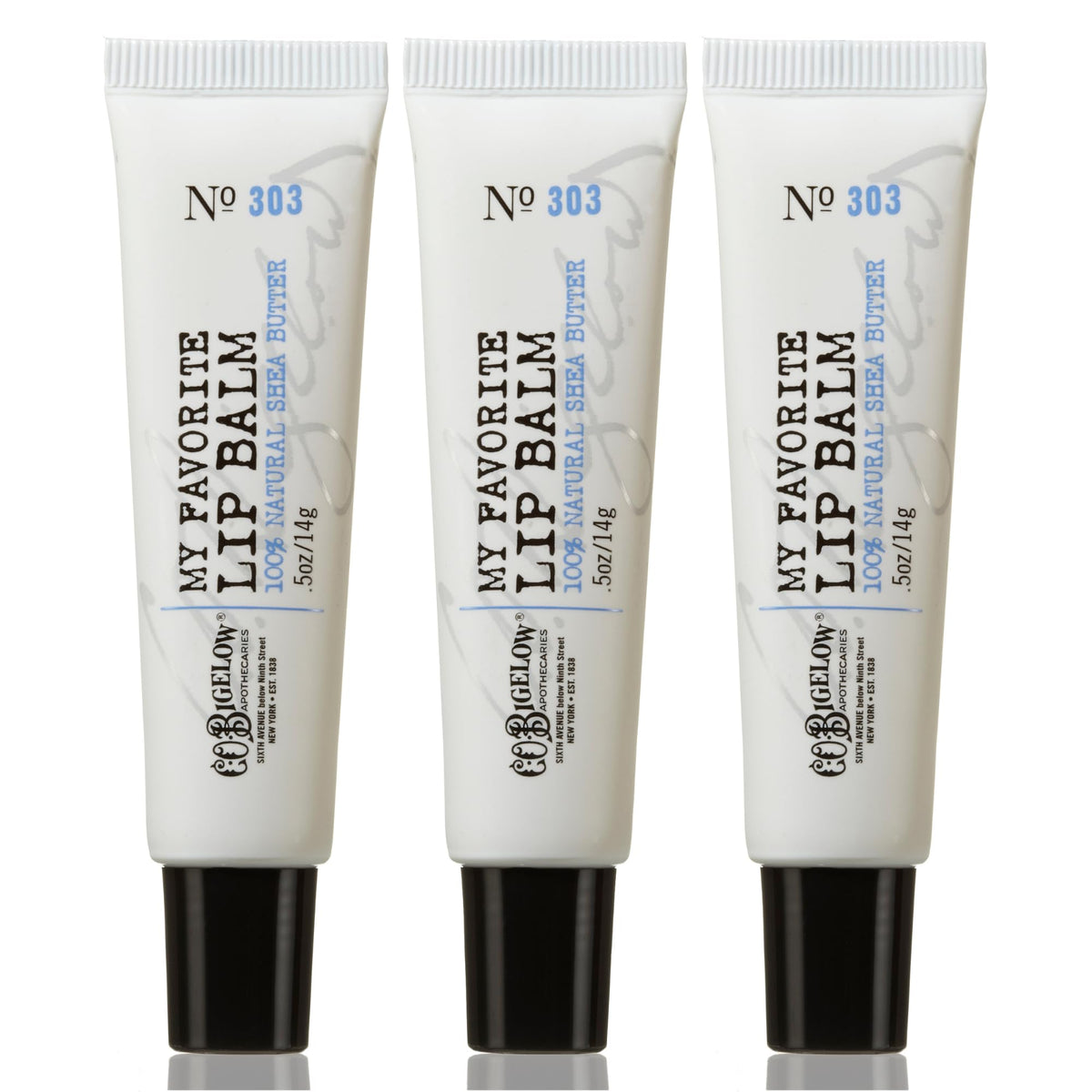 C.O. Bigelow lip balm tubes pack of three for home, bag, and desk hydration