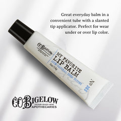 Close-up of C.O. Bigelow lip balm slanted applicator for easy application