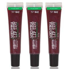 C.O. Bigelow Plum Mentha Lip Tint Trio packaging for on-the-go lip hydration and color.