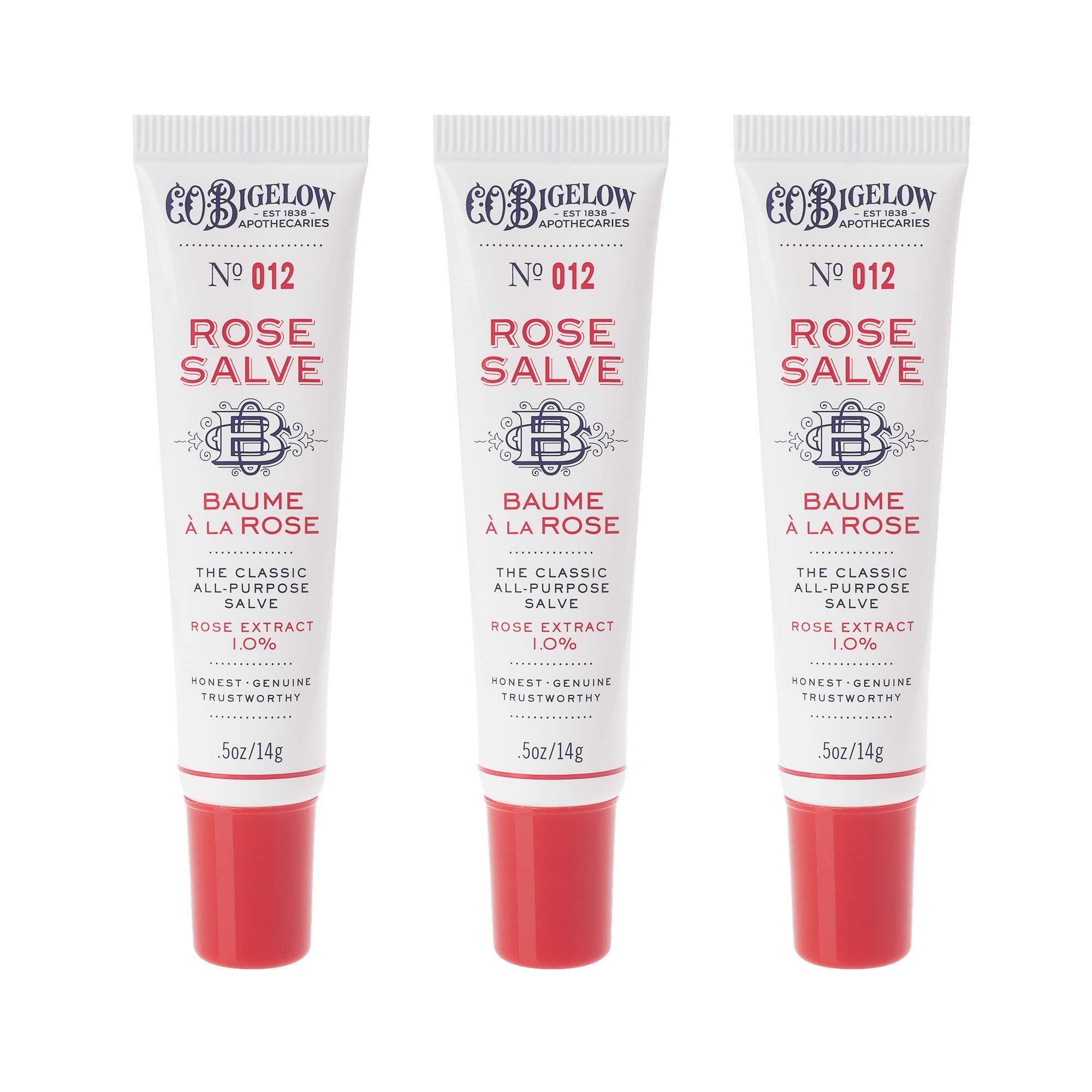 C.O. Bigelow Rose Salve Tubes at-home use for quick lip and cuticle care.