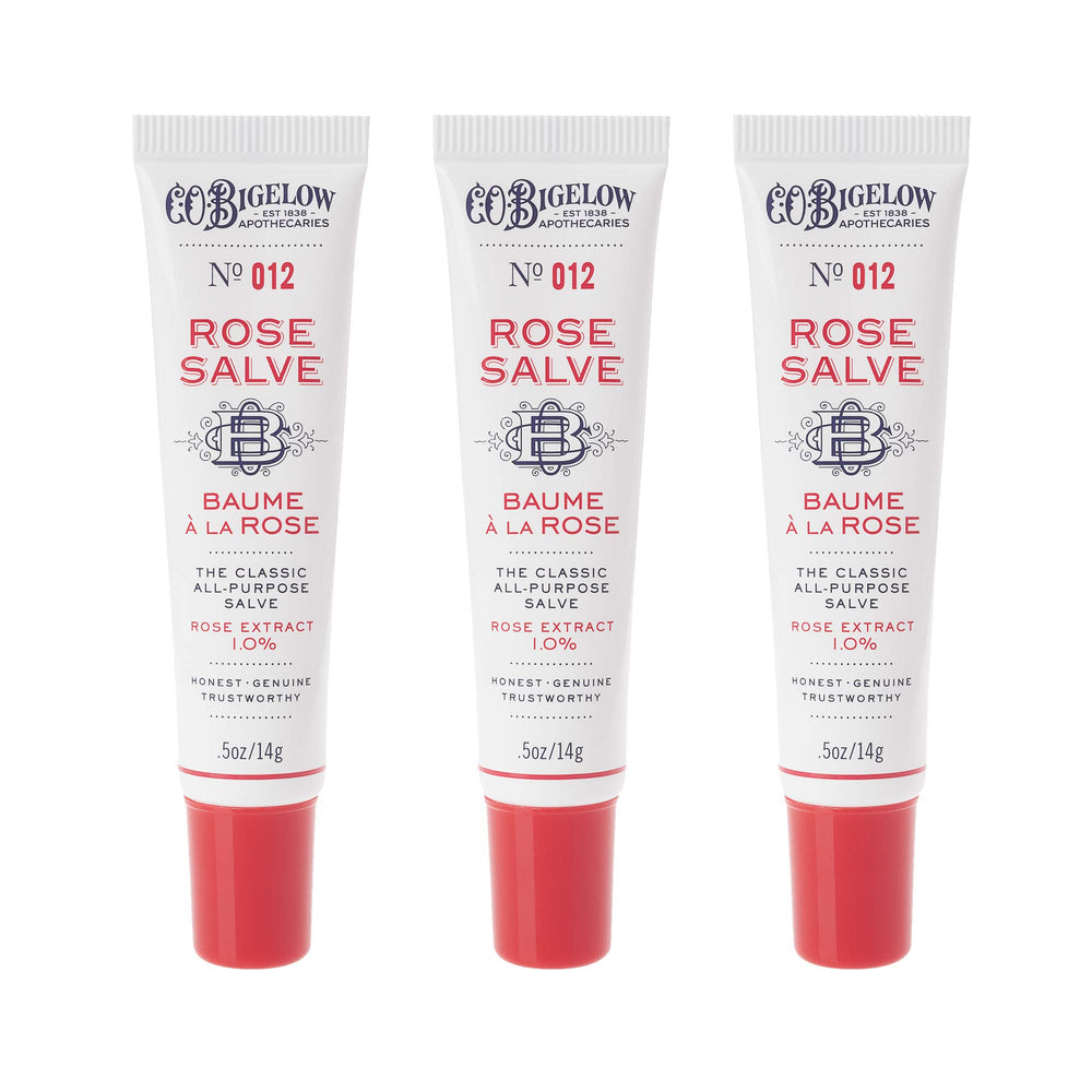 C.O. Bigelow Rose Salve Tubes at-home use for quick lip and cuticle care.