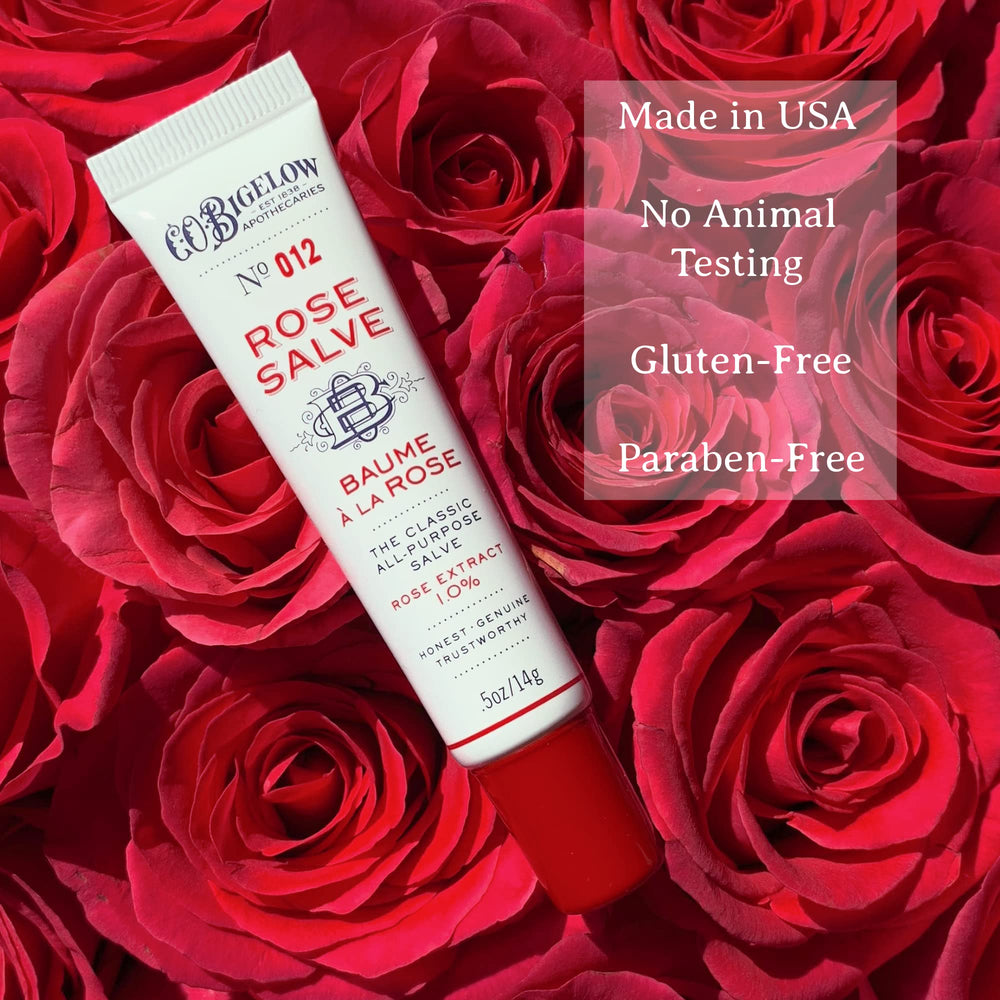 C.O. Bigelow Rose Salve Tubes targeting dry hands and cuticles.