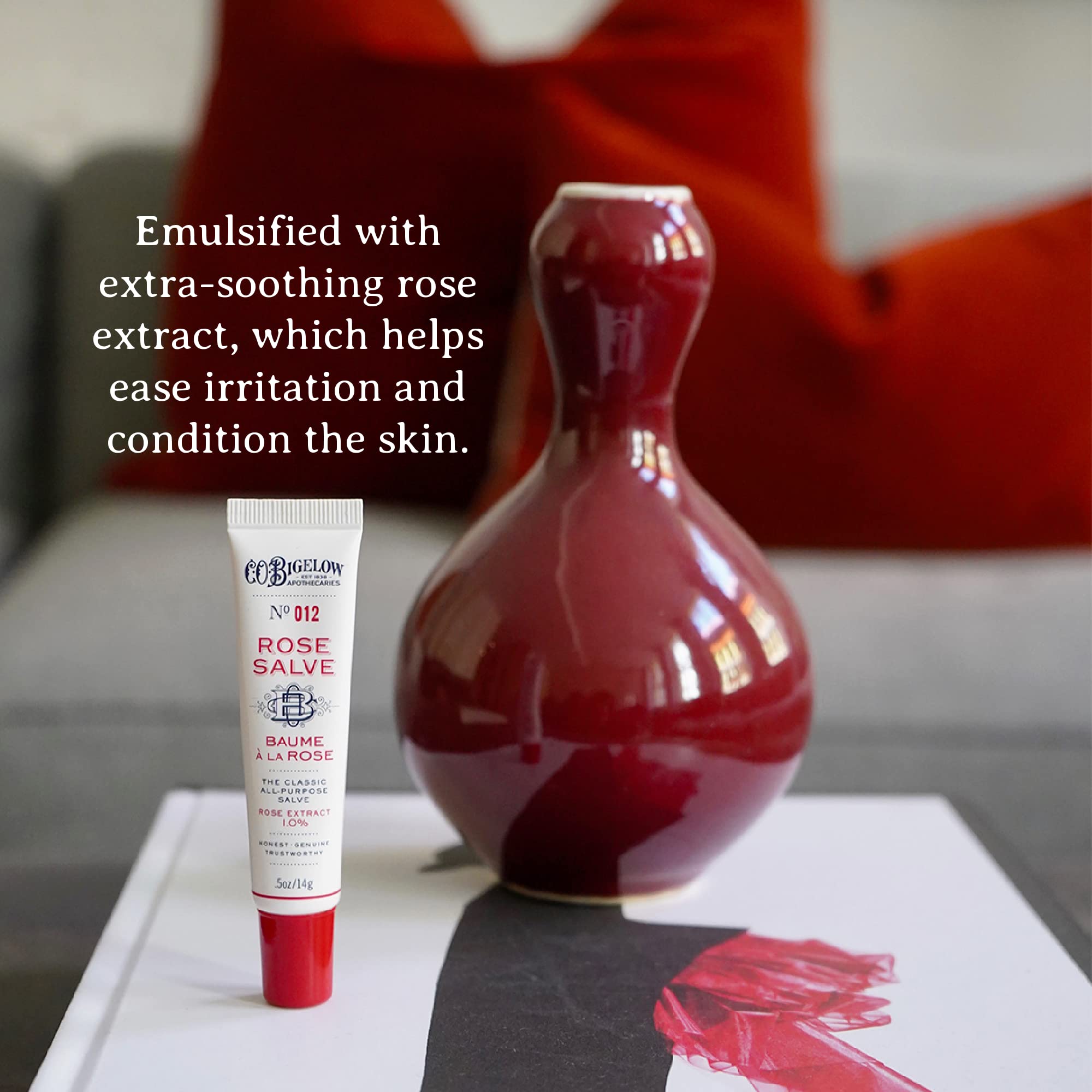 C.O. Bigelow Rose Salve Tubes lip-application scene showing smooth lip finish.