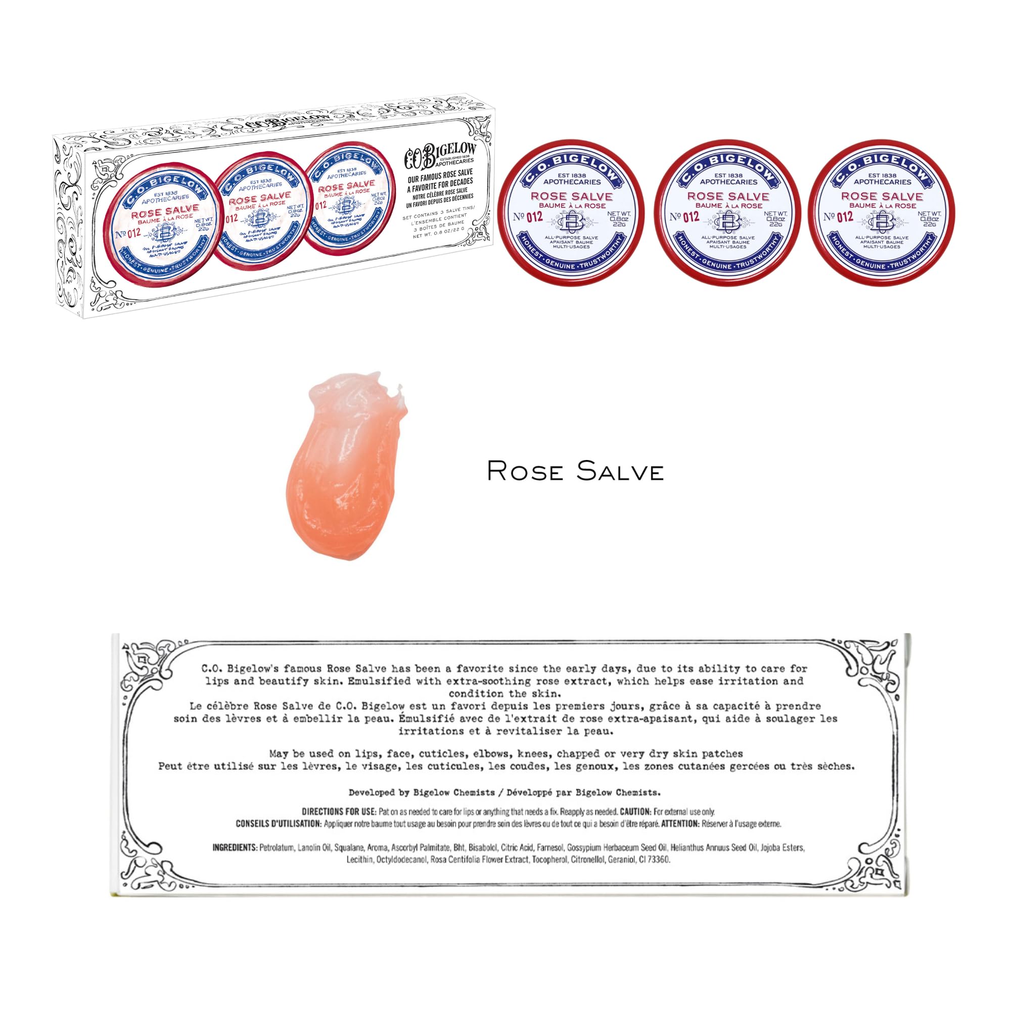 C.O. Bigelow Rose Salve used on hands and cuticles.