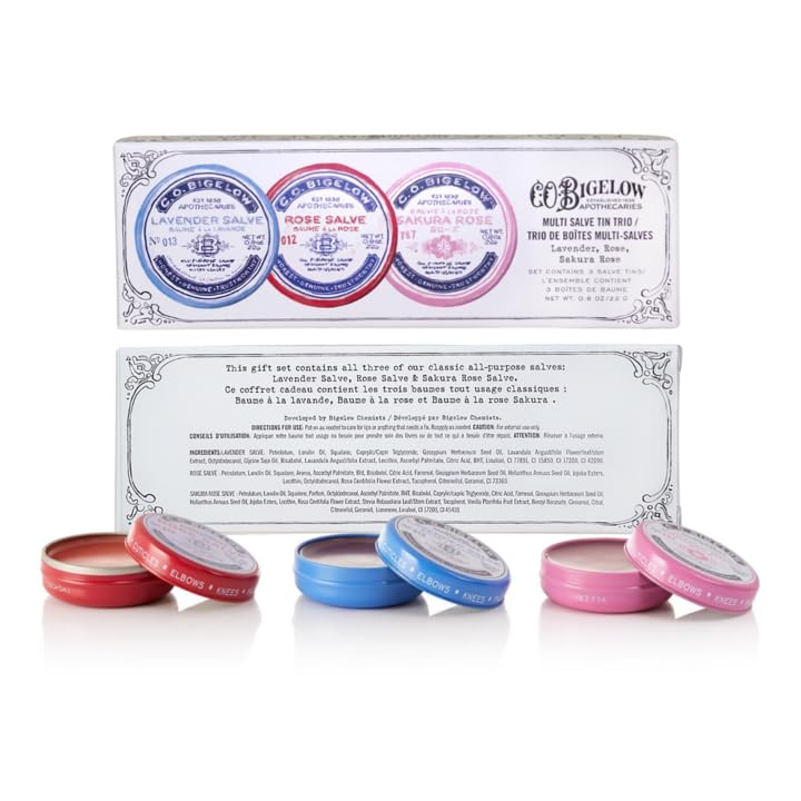 C.O. Bigelow Lavender salve tin calms irritation with floral scent.