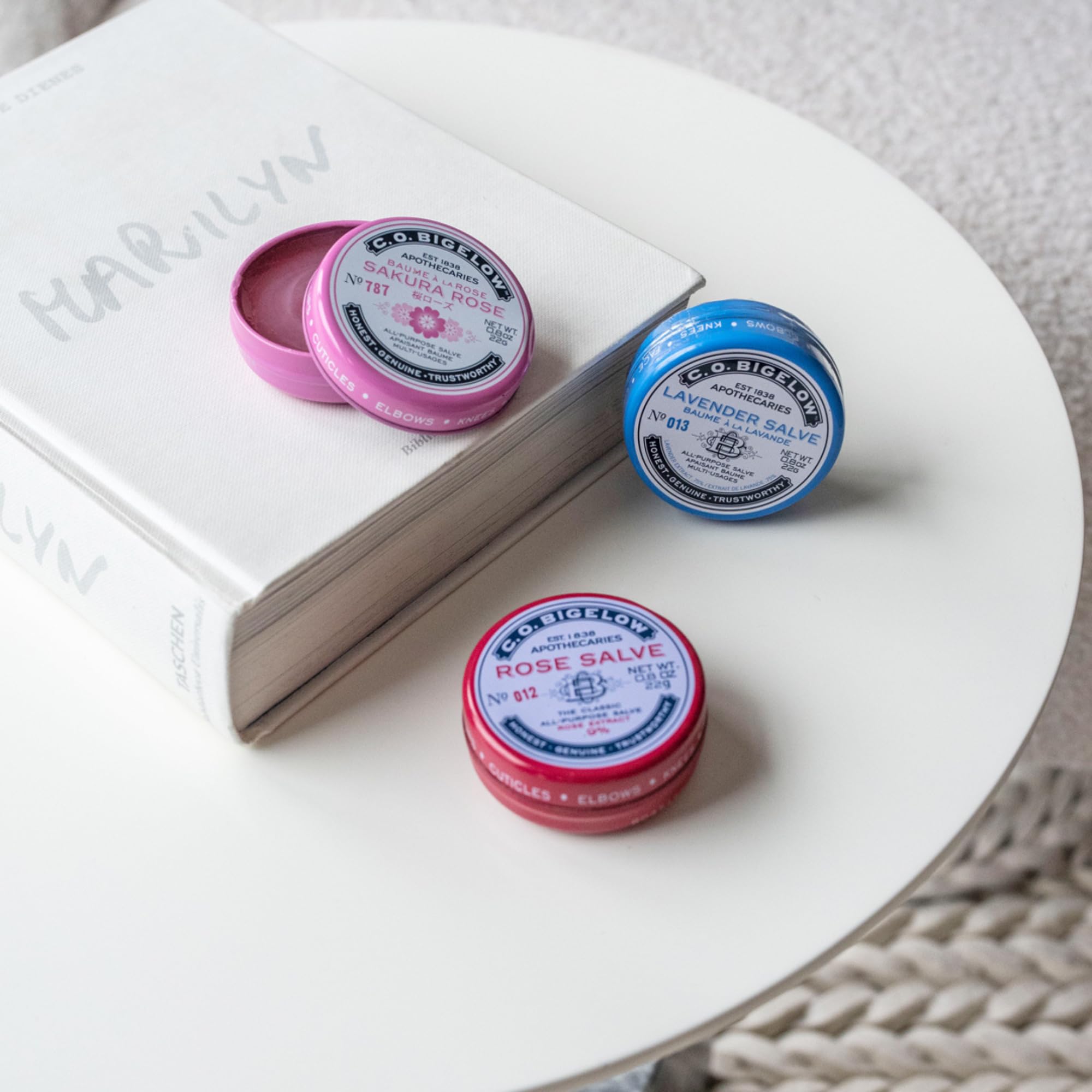 Lightweight, non-waxy finish in C.O. Bigelow salves.