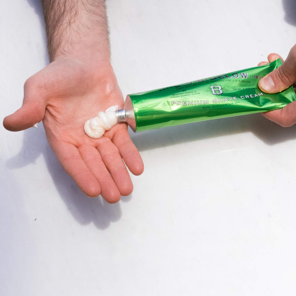 C.O. Bigelow shaving cream canister with a light fragrance for a fresh finish