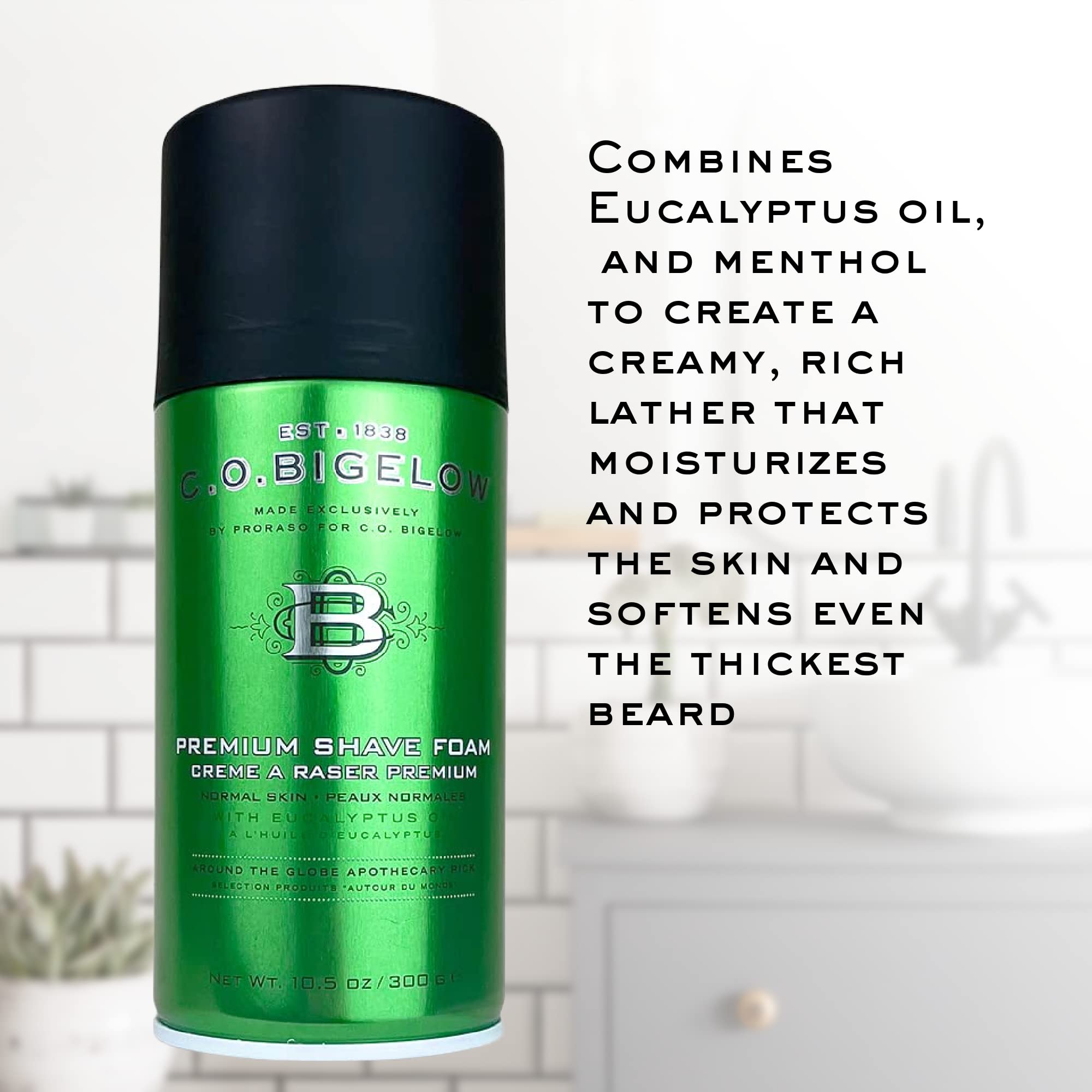 C.O. Bigelow Shaving Foam with eucalyptus oil refreshing during shave