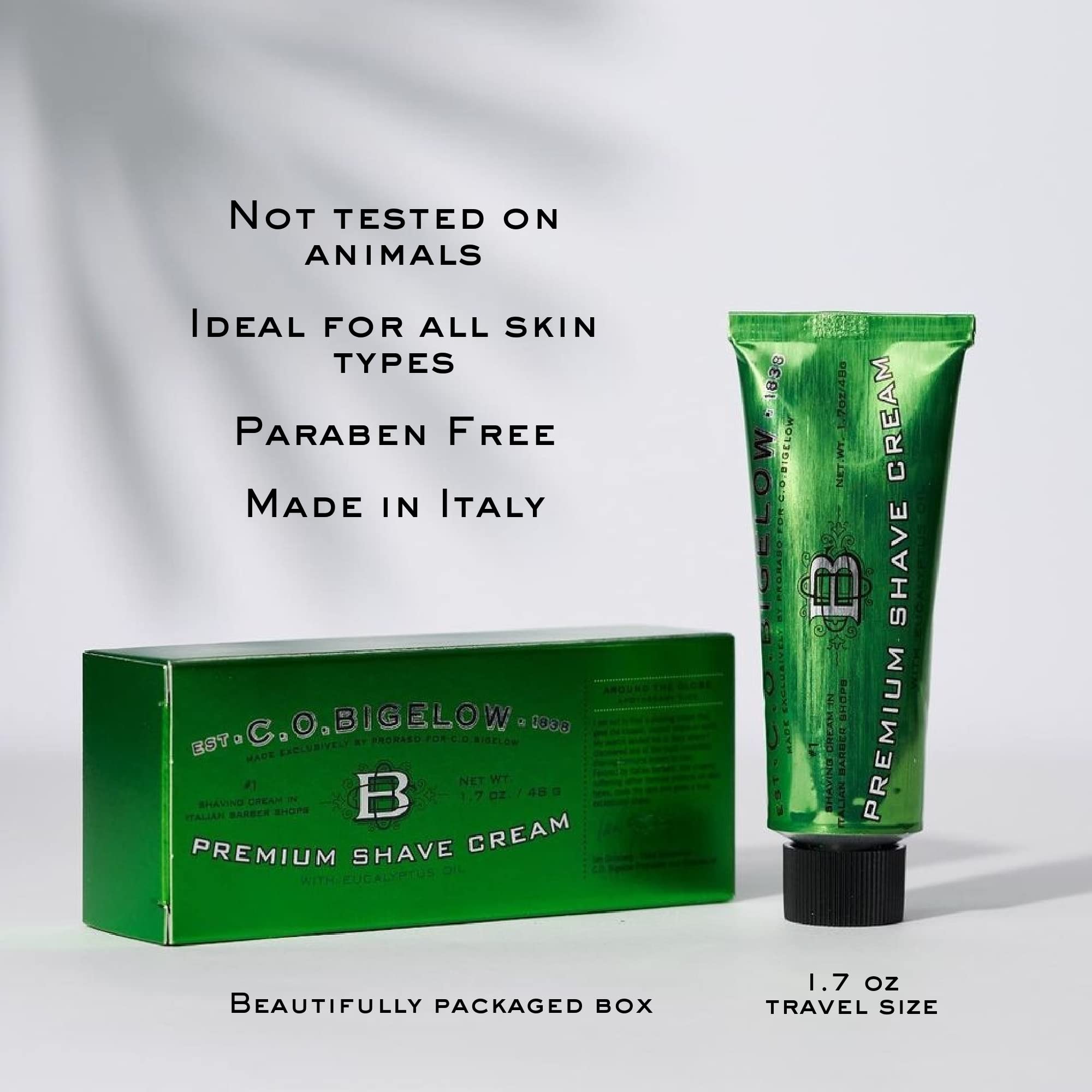 C.O. Bigelow Travel Shaving Cream after-use care and calm hydration feel