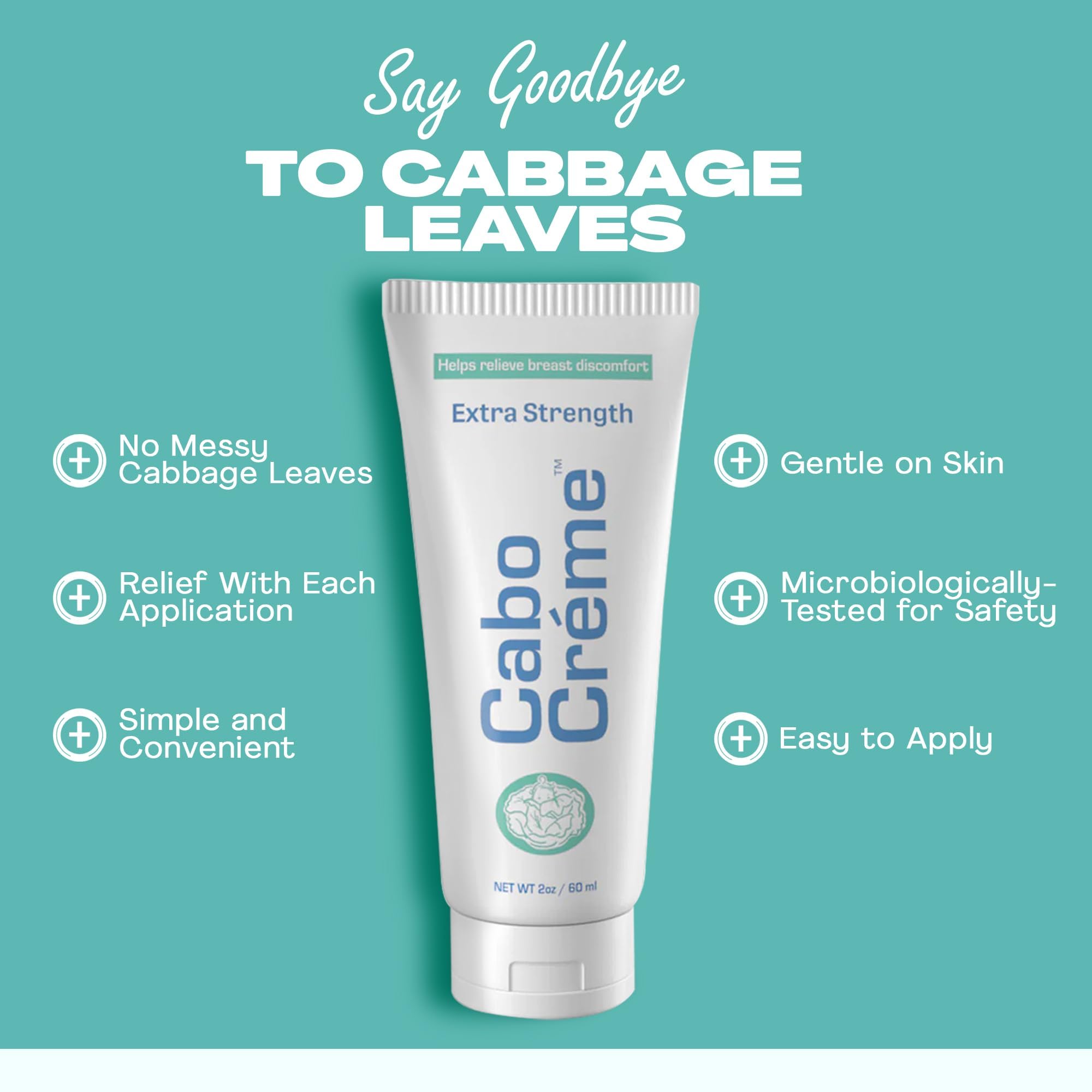 Cabocreme cooling-relief cucumber image highlights soothing, refreshing support for swollen breasts.