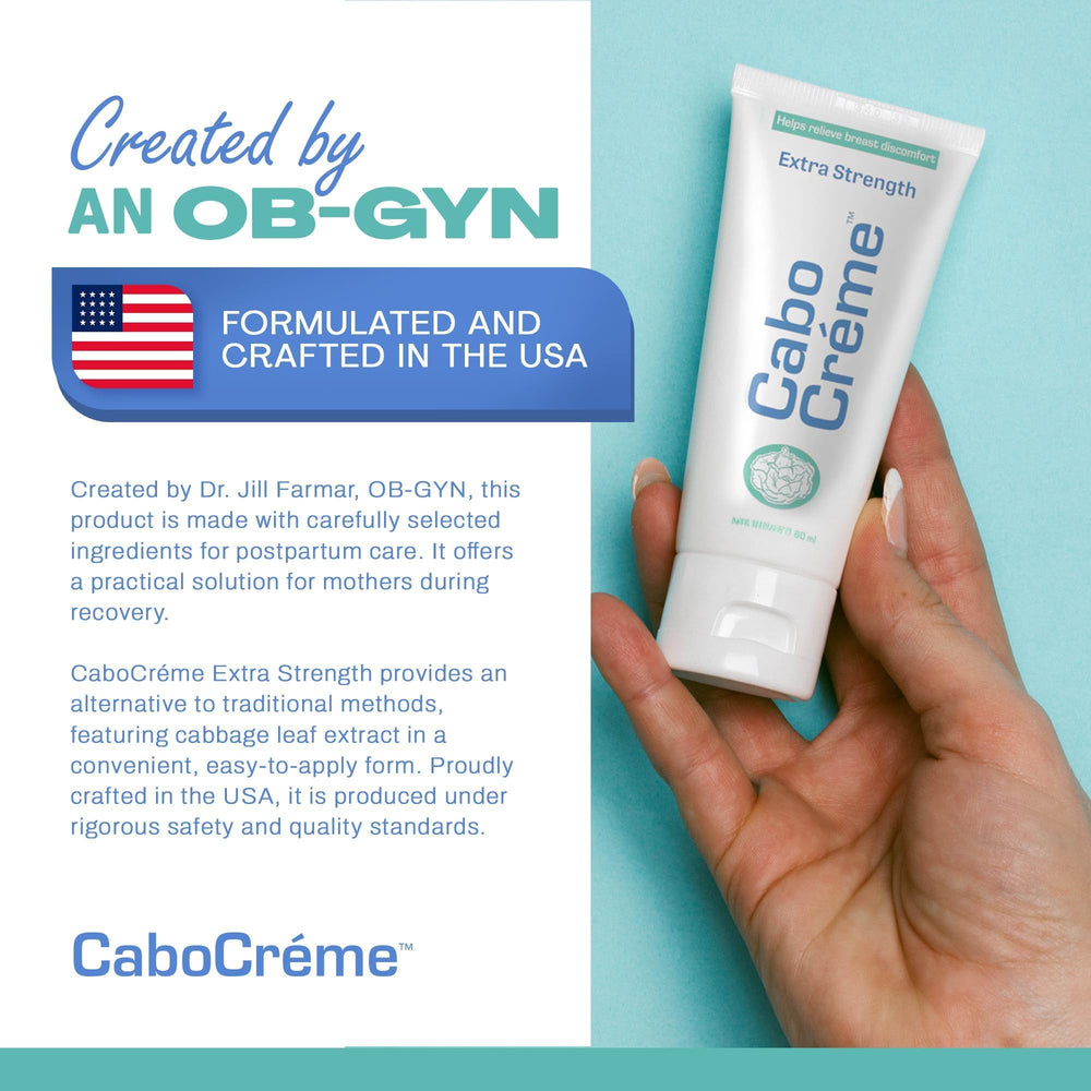 Cabocreme non-greasy formula image emphasizes fast-absorbing relief suitable for daytime use.