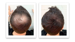 Caboki ultra-fine fibers close-up blending with natural hair.