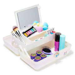 Caboodles On-The-Go Girl bottom storage ready for brushes and palettes.