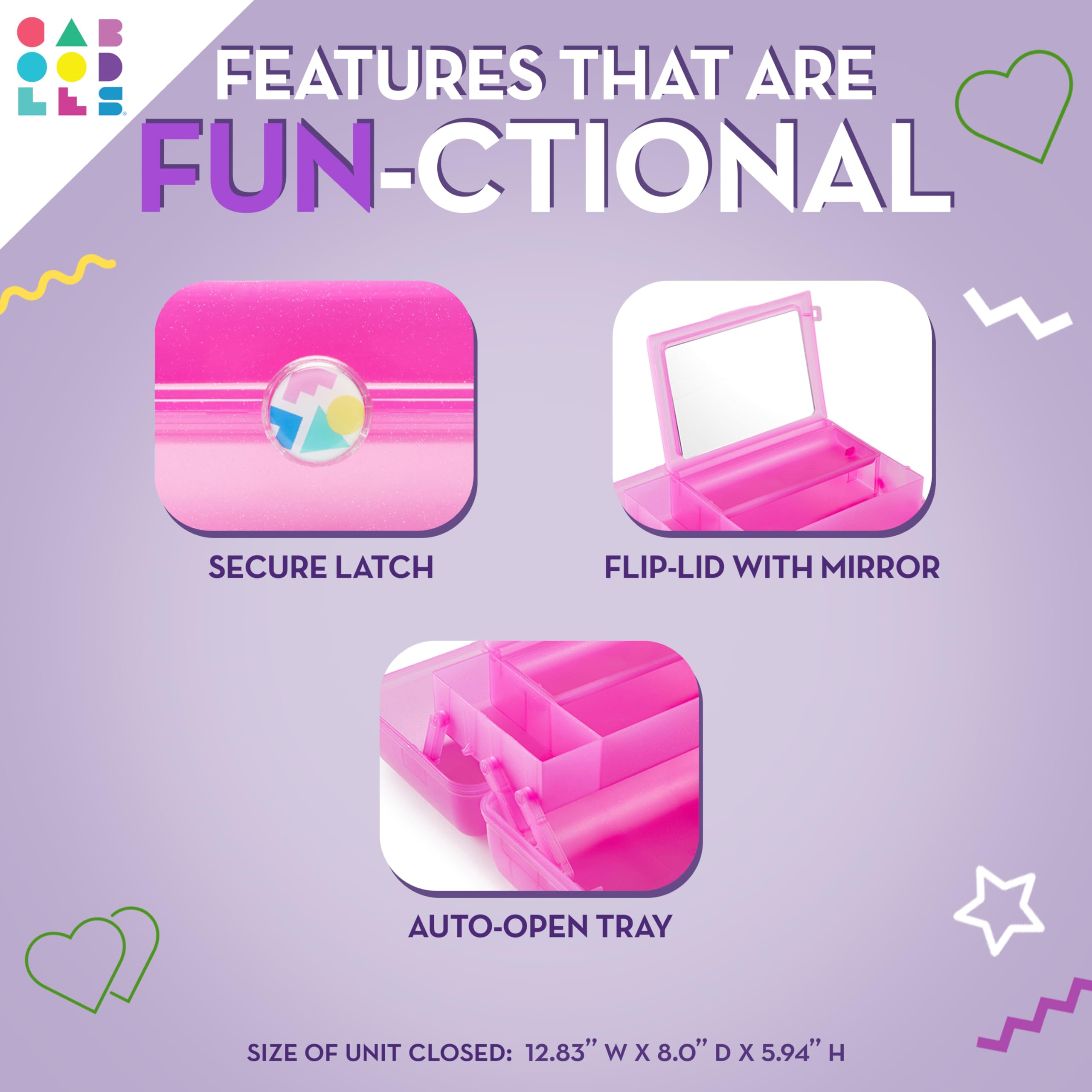 Sturdy secure latch keeps contents in place during travel.